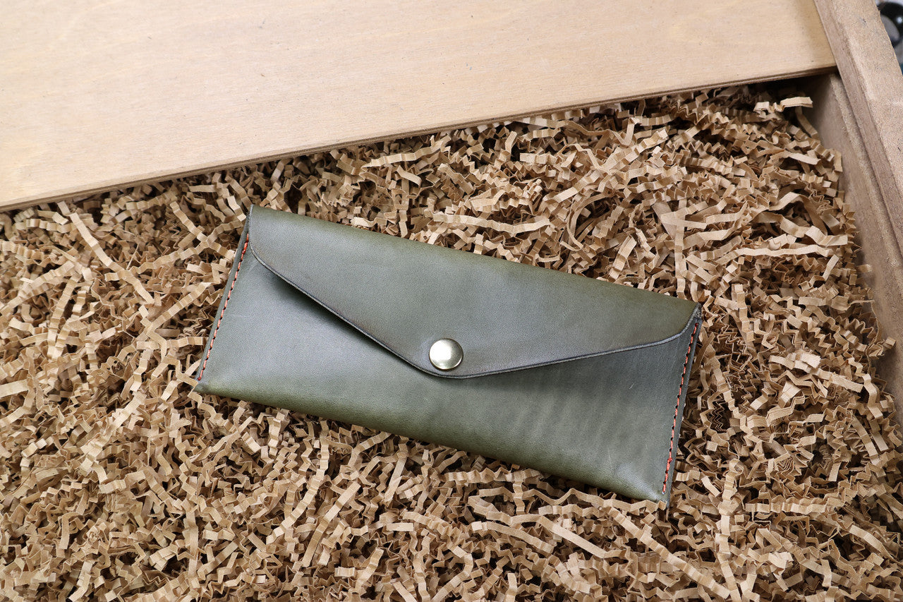 Leather Money Envelope - Grey Minerva