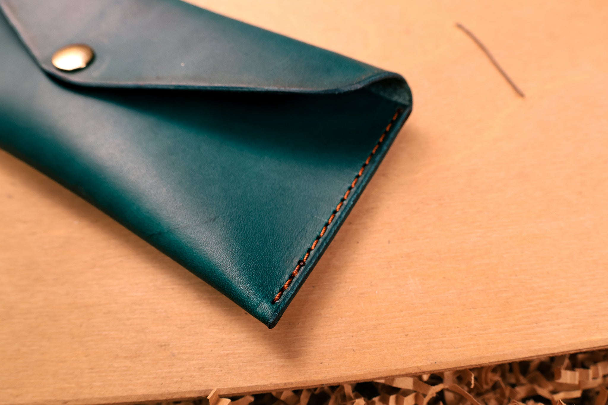 Leather Money Envelope- Turquoise Minerva