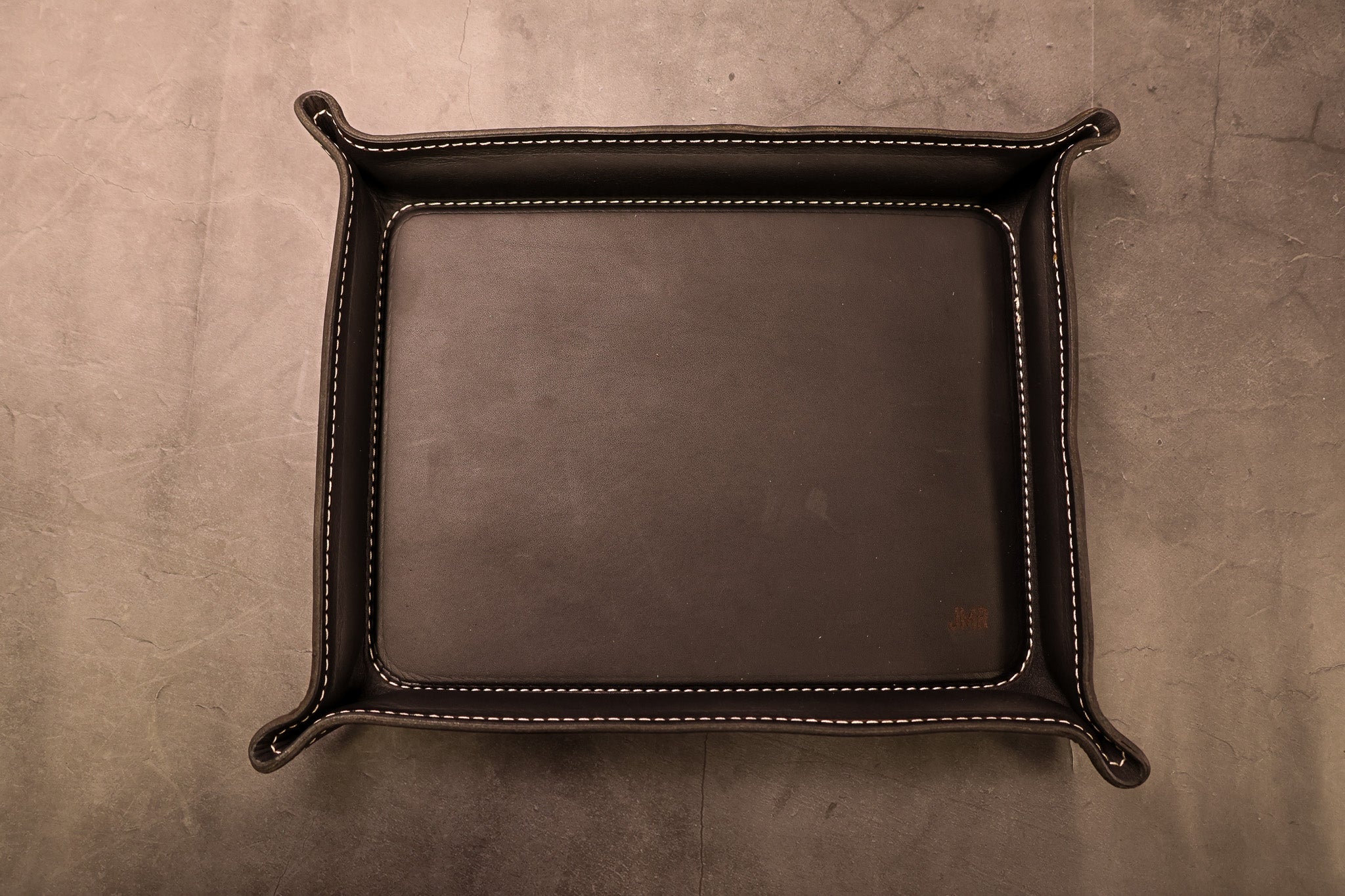 Luxury Leather Valet Tray - Black Balmoral