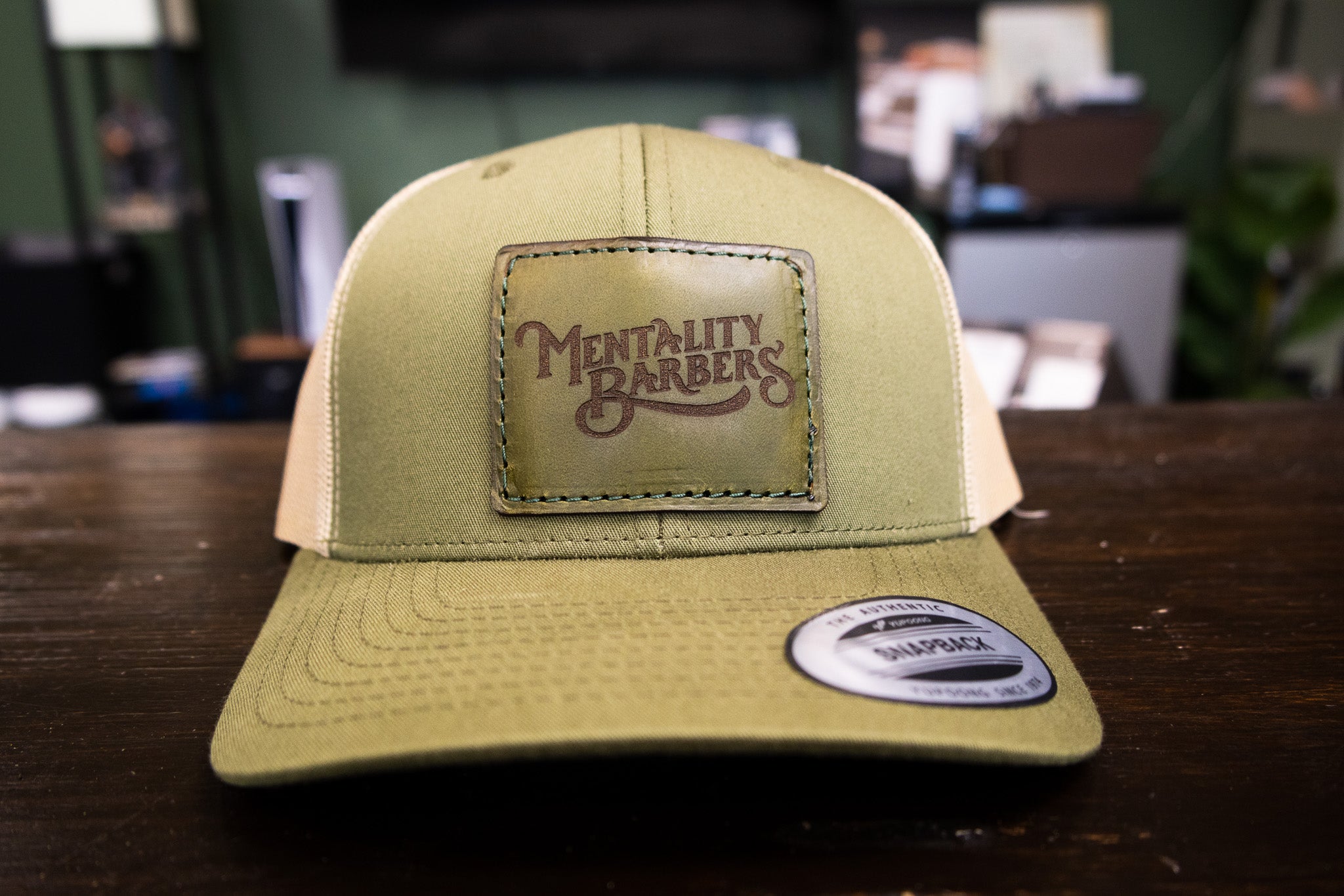 Custom Leather Patch Hat - Moss/Khaki