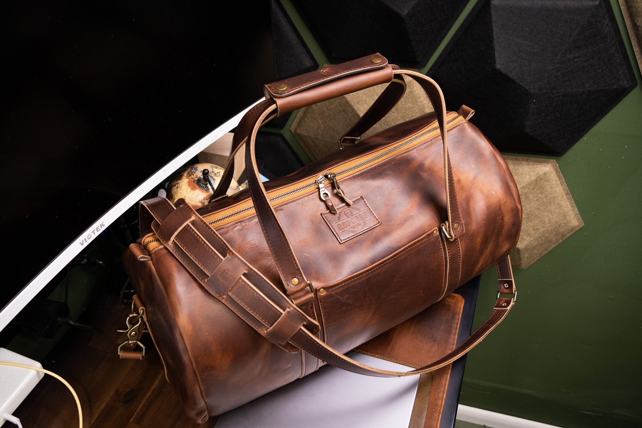 Leather Carry-On Duffle Bag - Cognac Balmoral