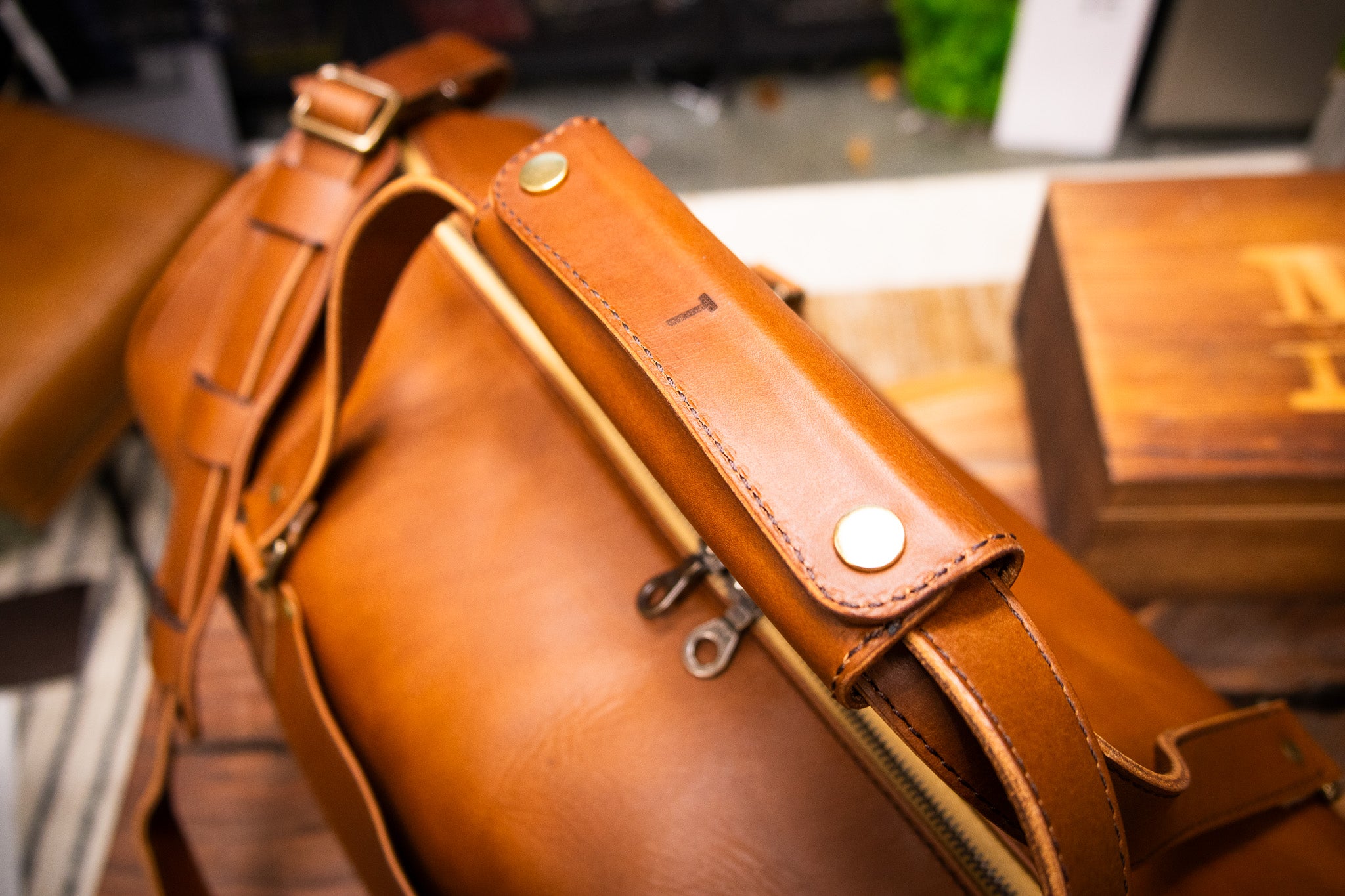 Leather Carry-On Duffle Bag - Walnut Minerva