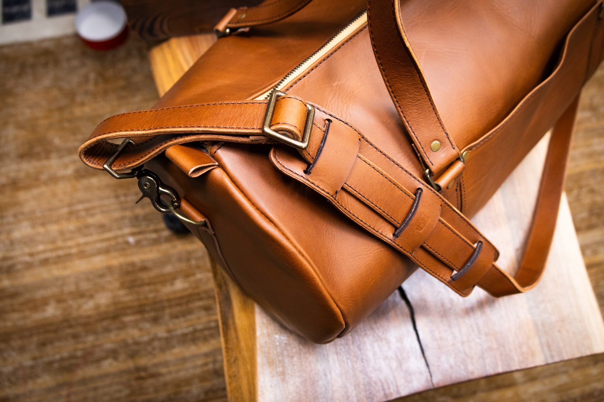 Leather Carry-On Duffle Bag - Walnut Minerva