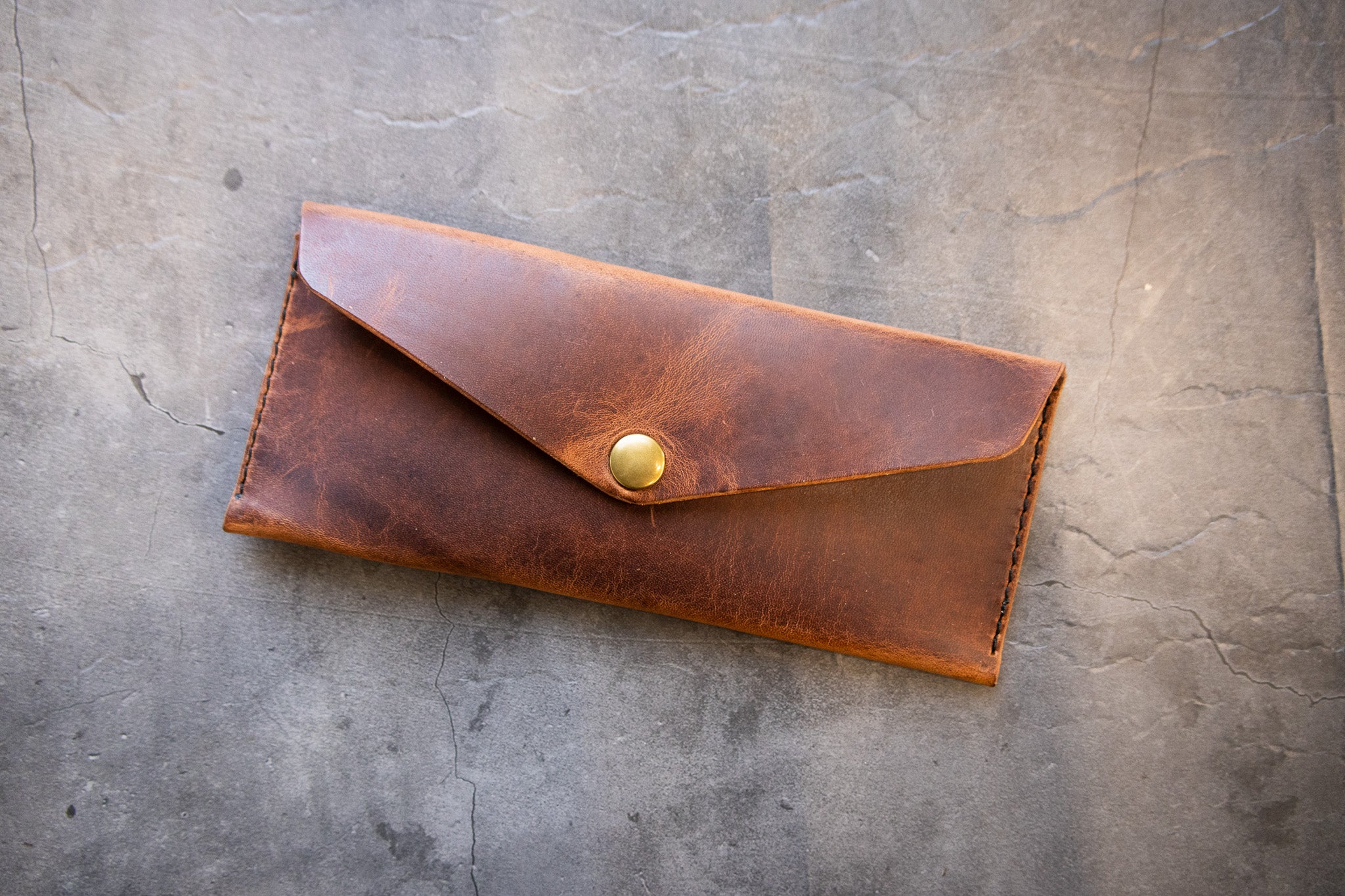Leather Money Envelope - Cognac Balmoral