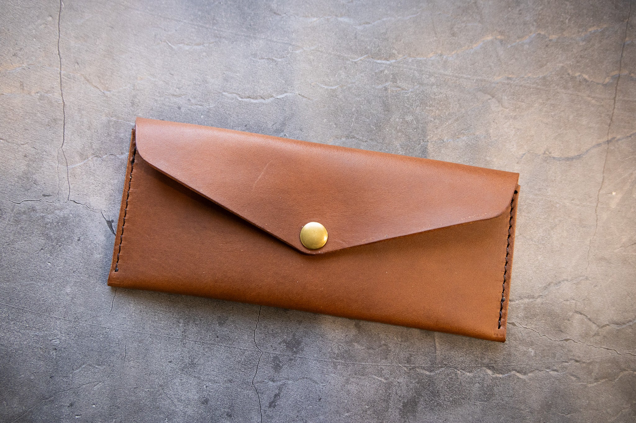 Leather Money Envelope - Walnut Minerva