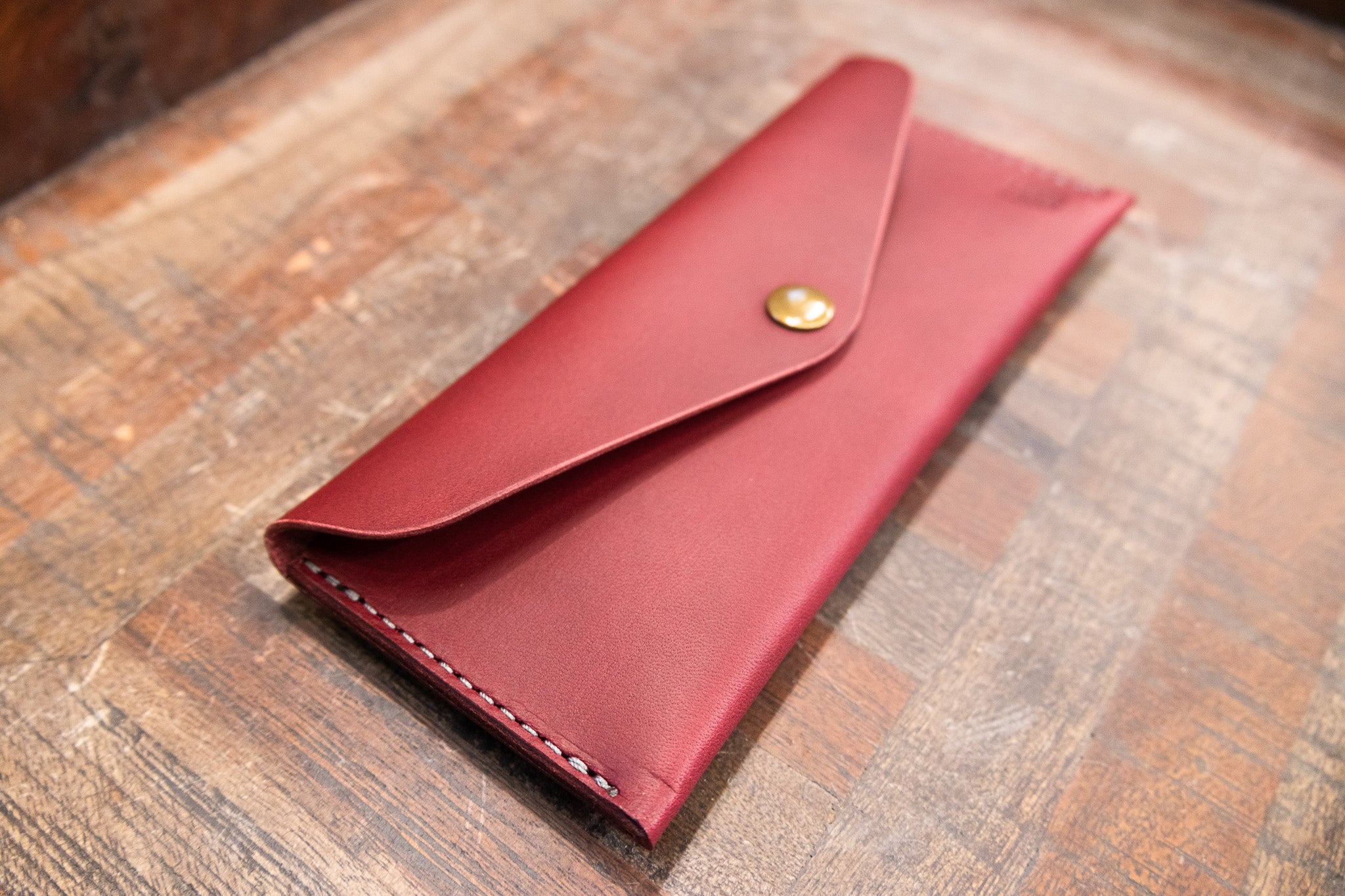 Leather Money Envelope - Bordeaux Minerva