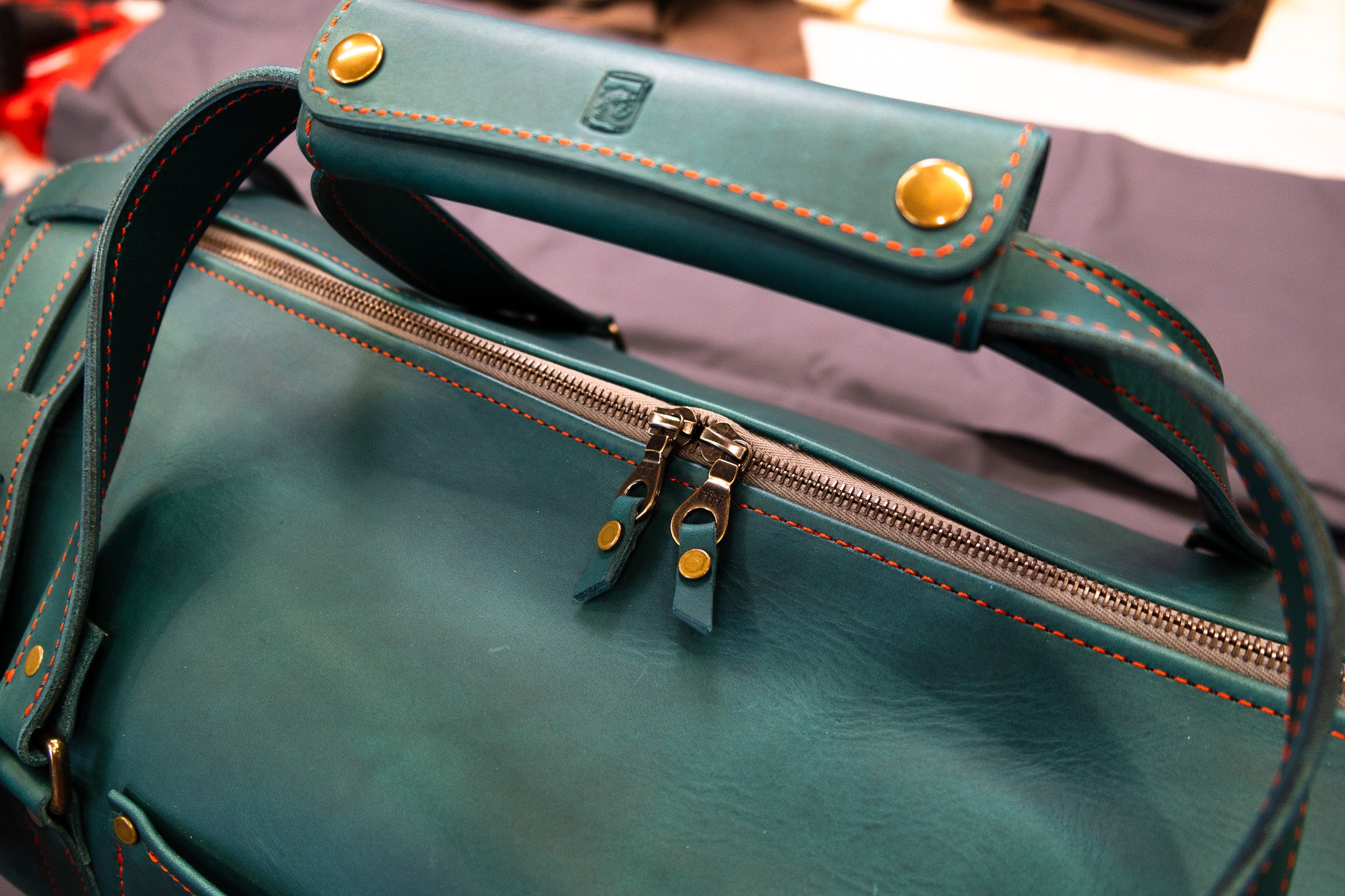 Leather Carry-On Duffle Bag - Turquoise Minerva