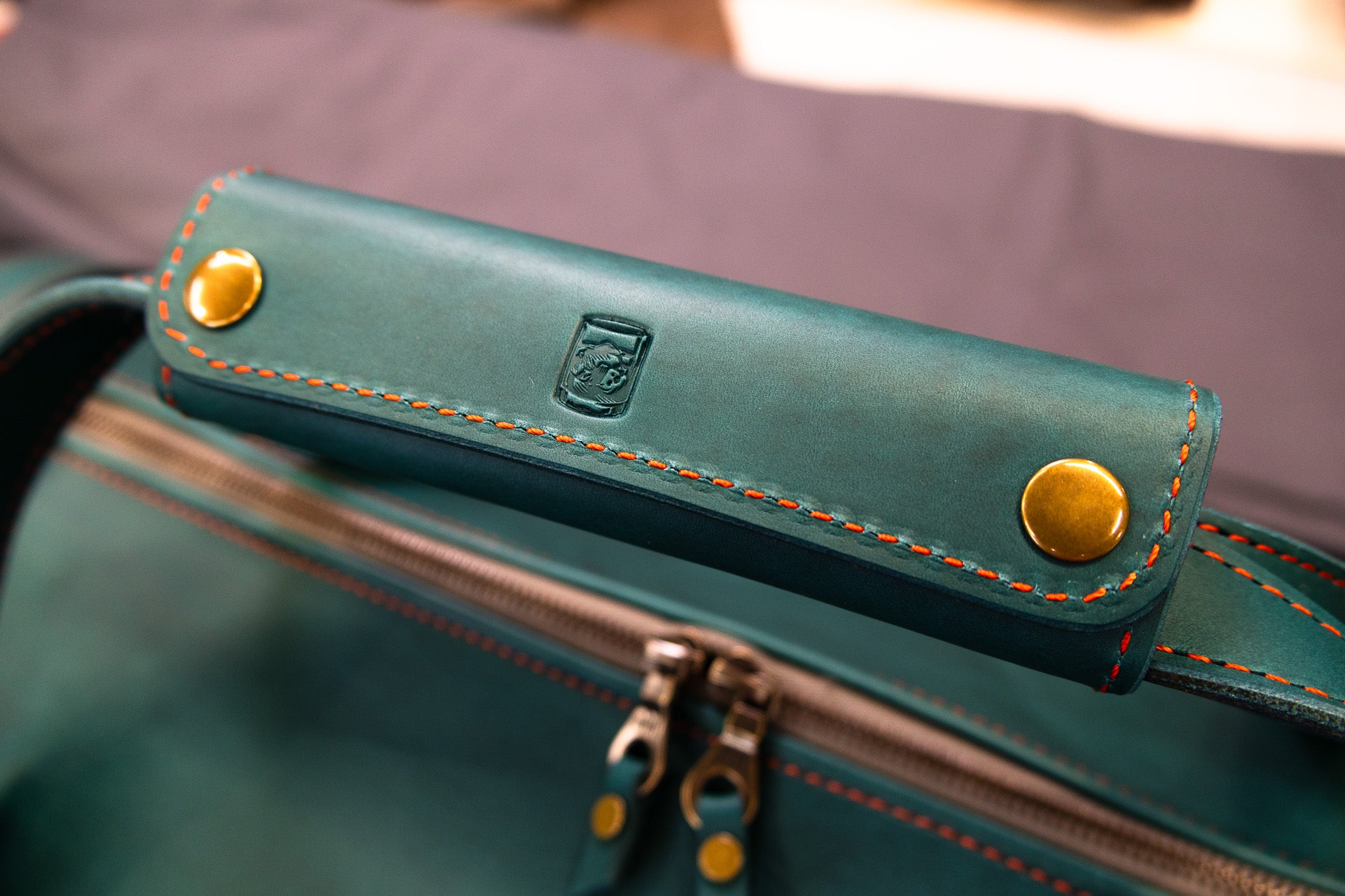 Leather Carry-On Duffle Bag - Turquoise Minerva