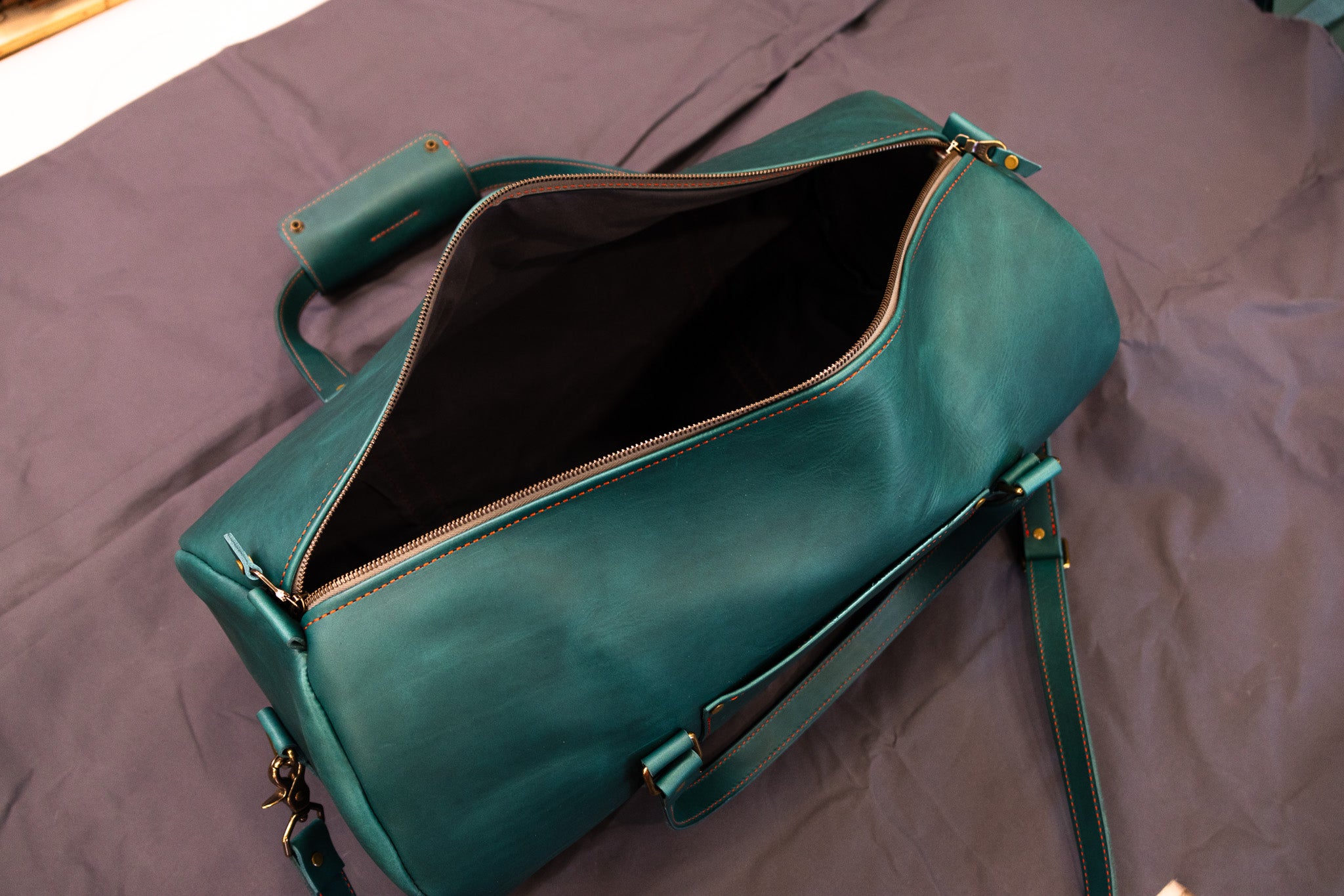 Leather Carry-On Duffle Bag - Turquoise Minerva