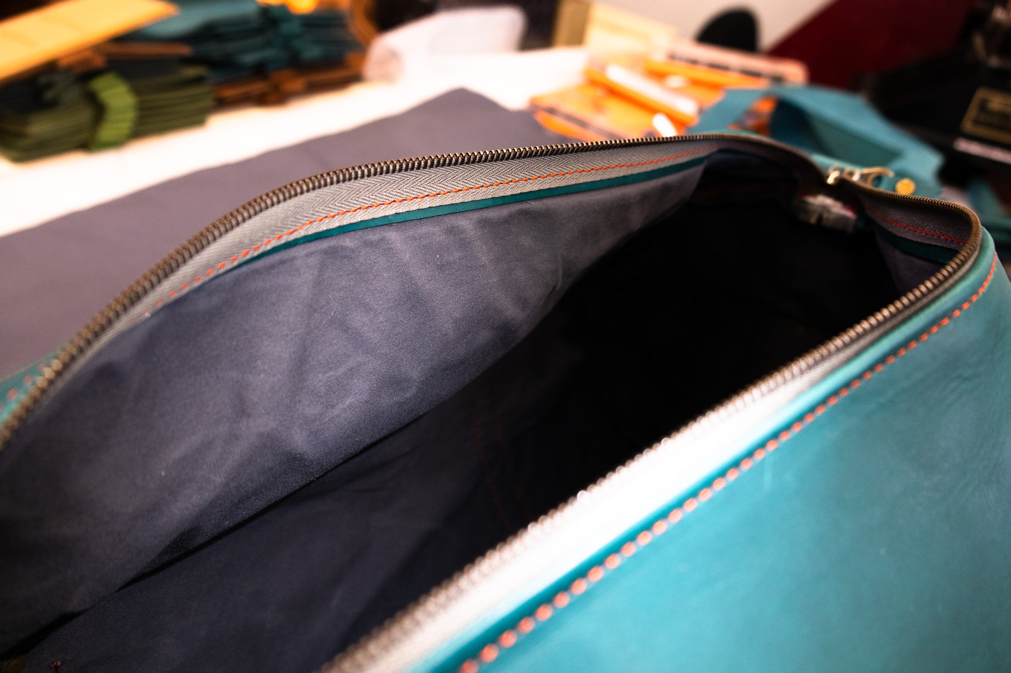 Leather Carry-On Duffle Bag - Turquoise Minerva