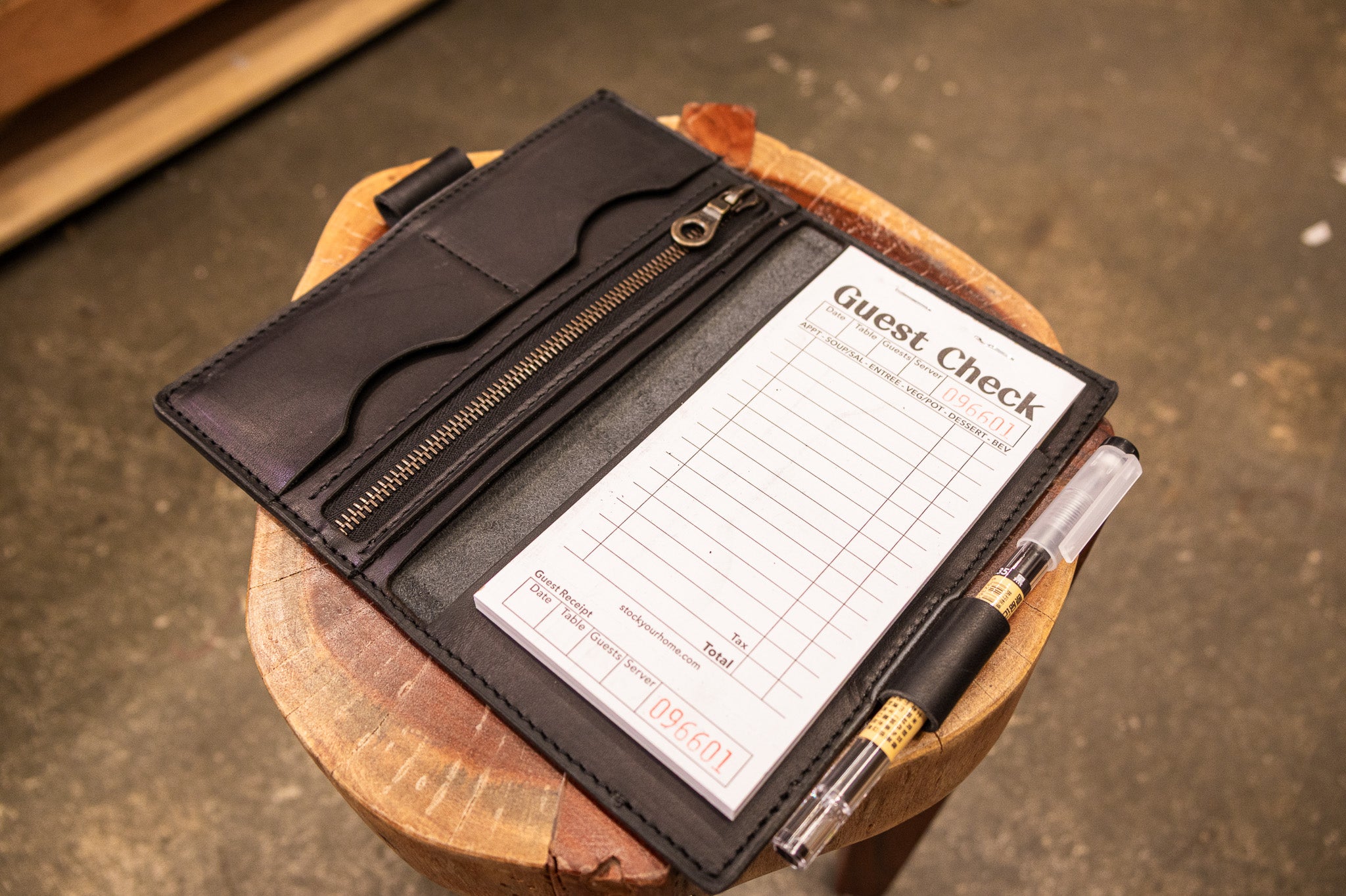 Leather Server Book - Black Balmoral
