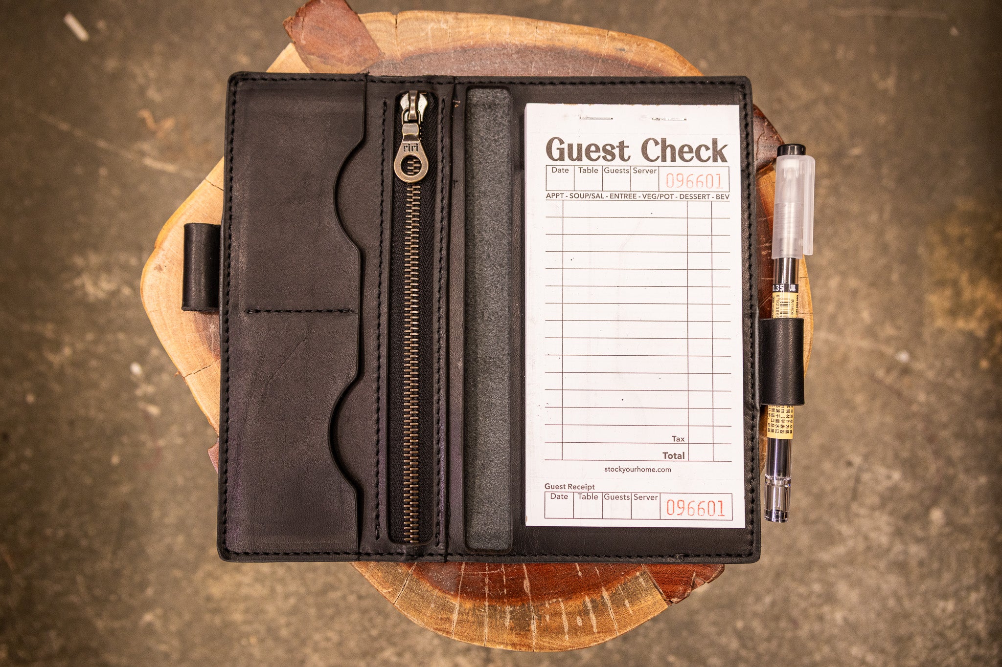 Leather Server Book - Black Balmoral