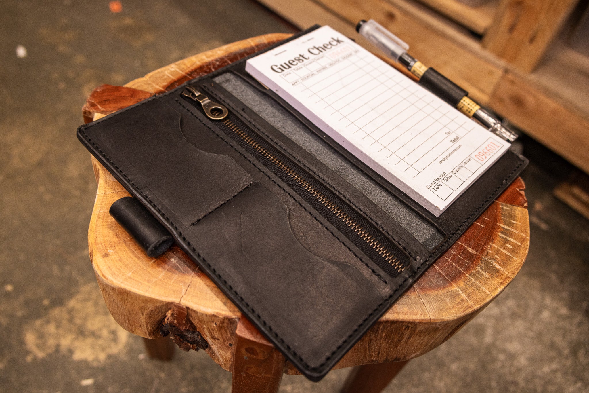 Leather Server Book - Black Balmoral