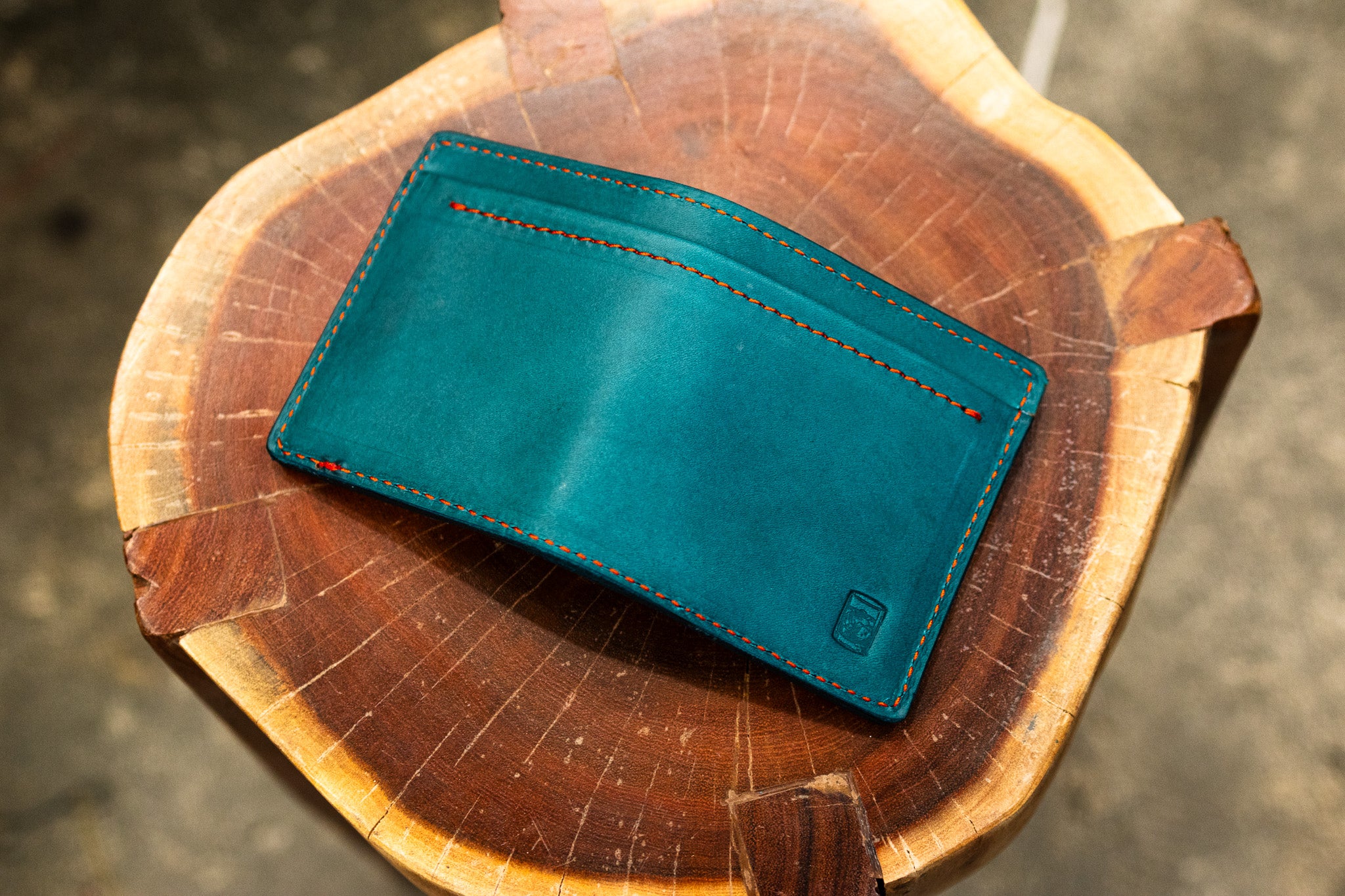 Leather Slim Minimalist Wallet - Turquoise Minerva