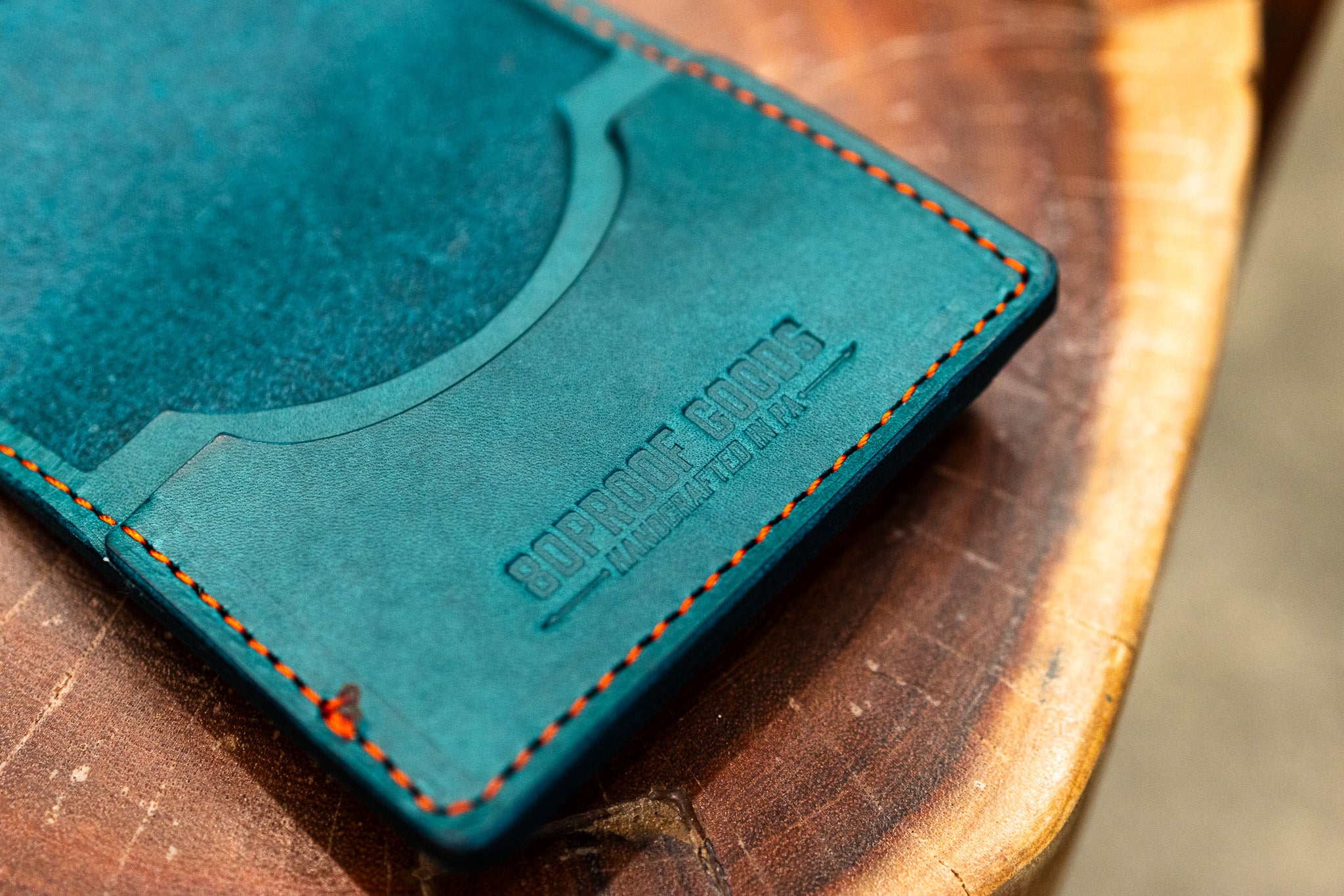 Leather Slim Minimalist Wallet - Turquoise Minerva