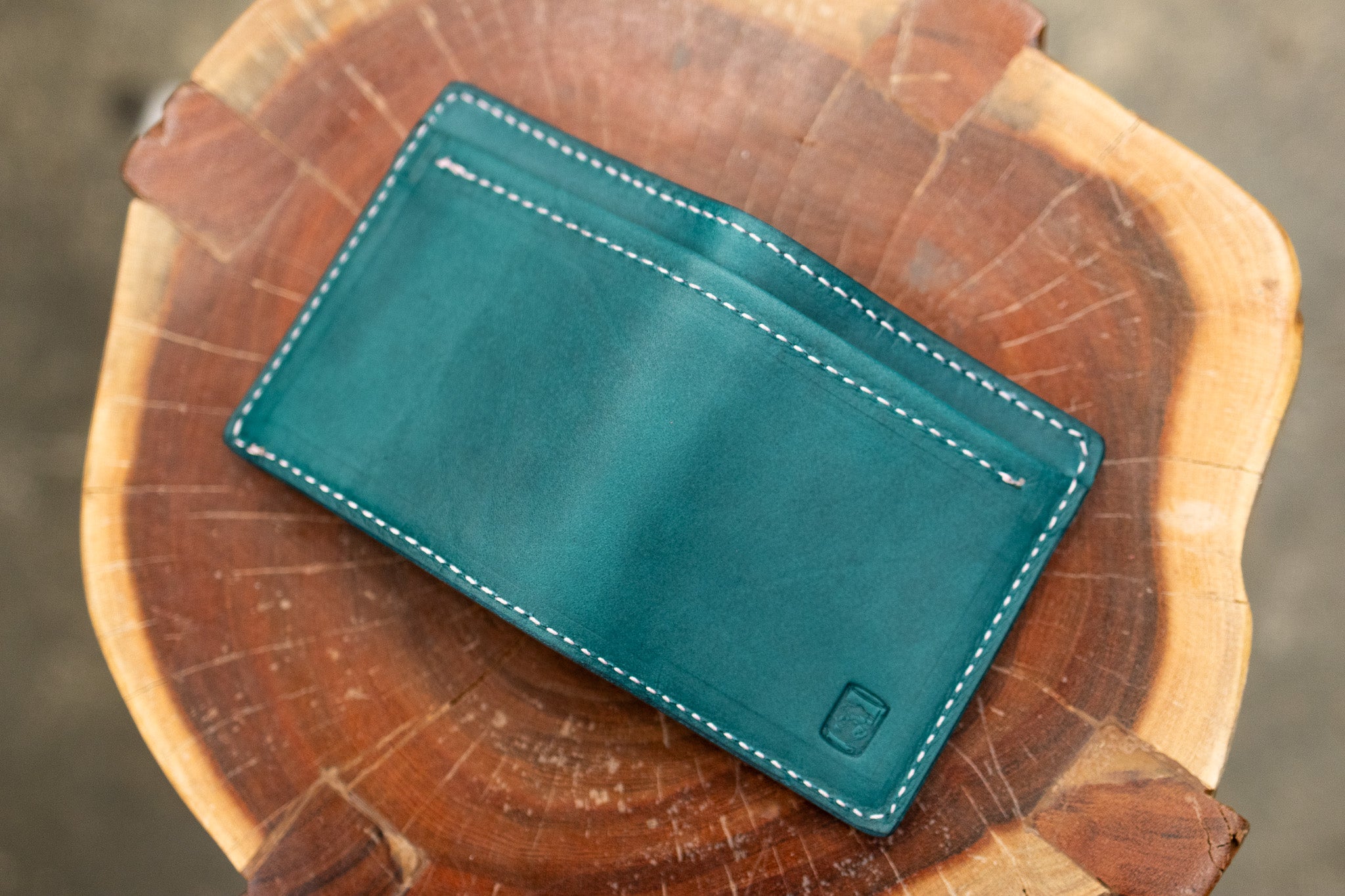 Leather Slim Minimalist Wallet - Turquoise Minerva