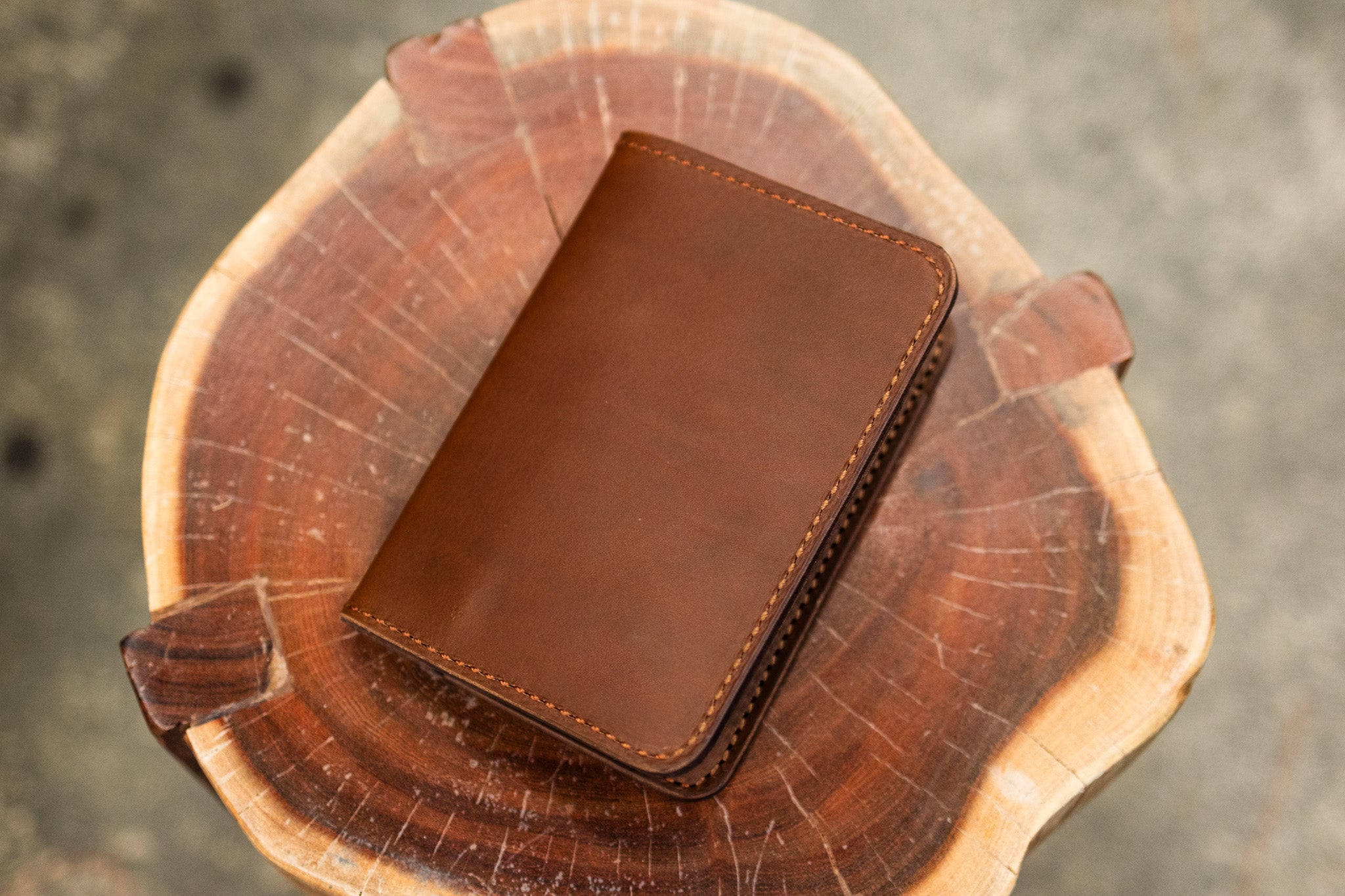 Leather Passport Wallet - Walnut Minerva