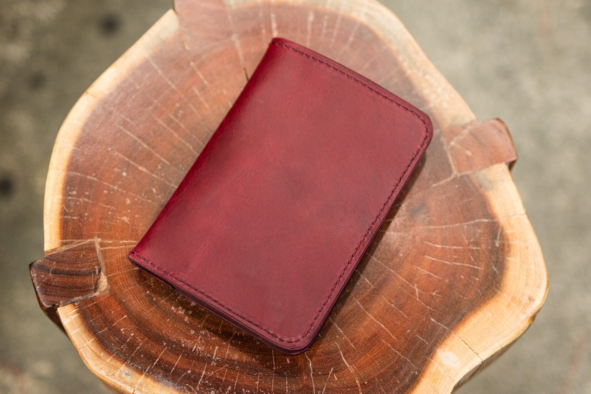 Leather Passport Wallet - Bordeaux Minerva