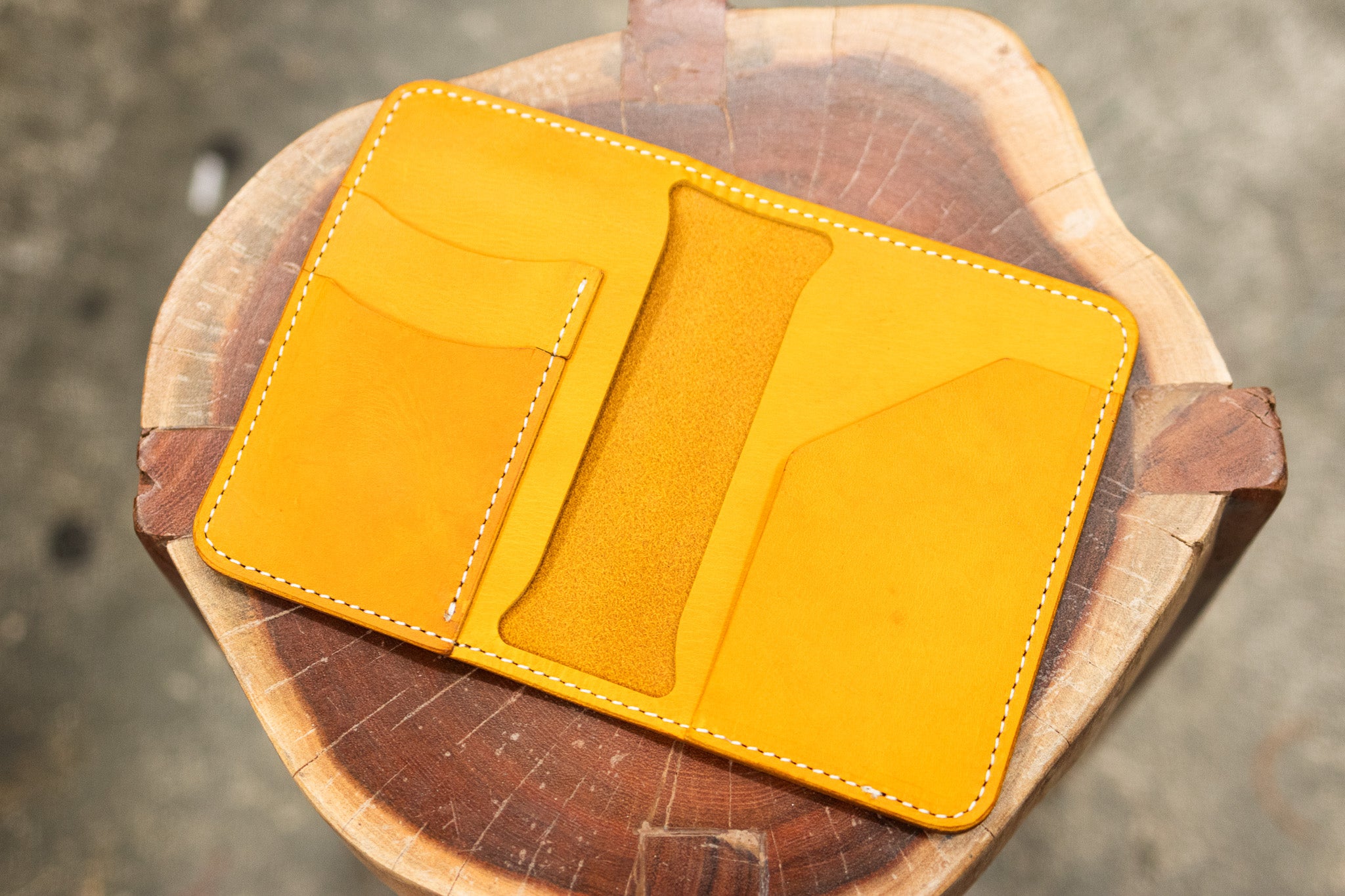 Leather Passport Wallet - Yellow Minerva (LIMITED EDITION)