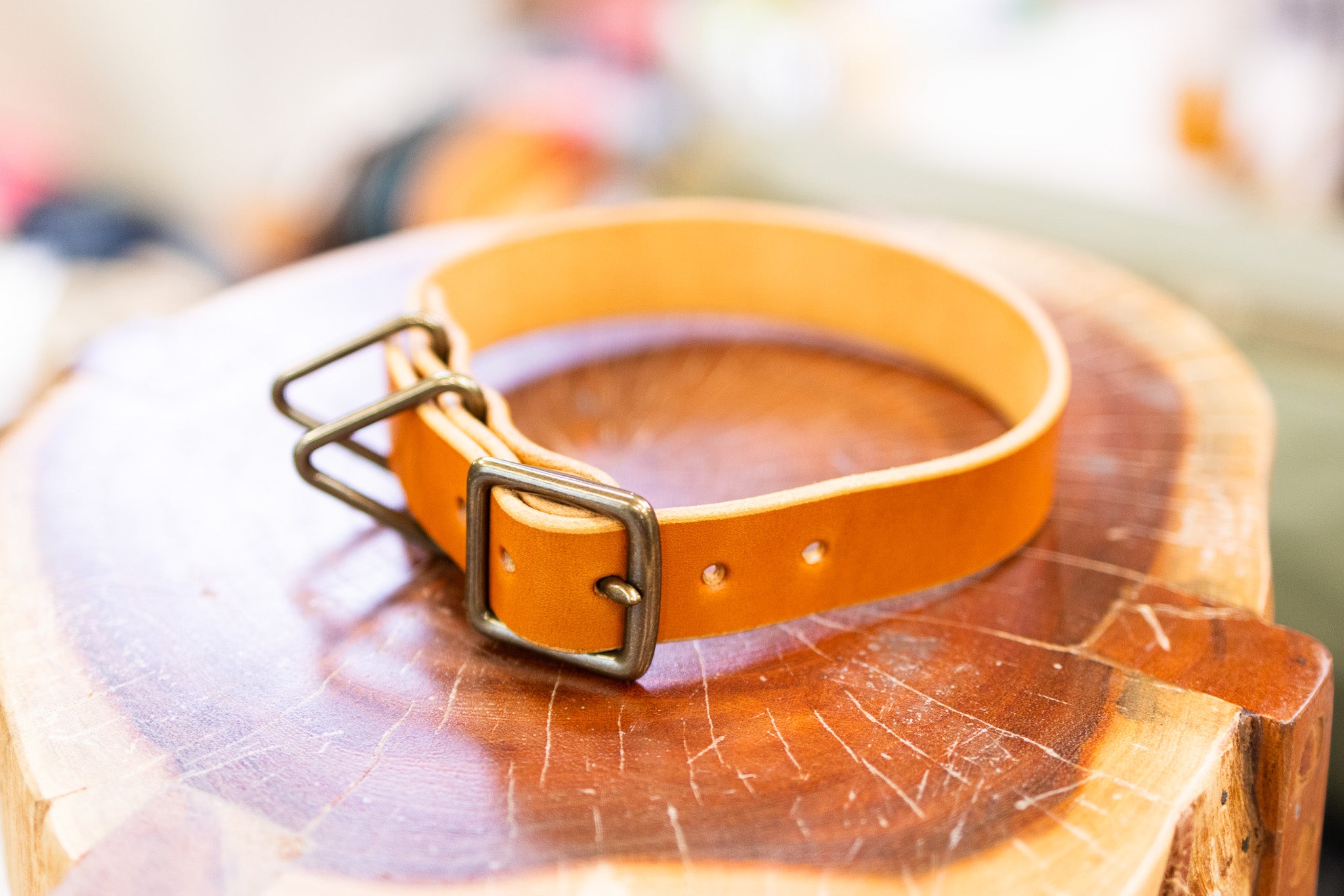 Leather Dog Collar - Tan