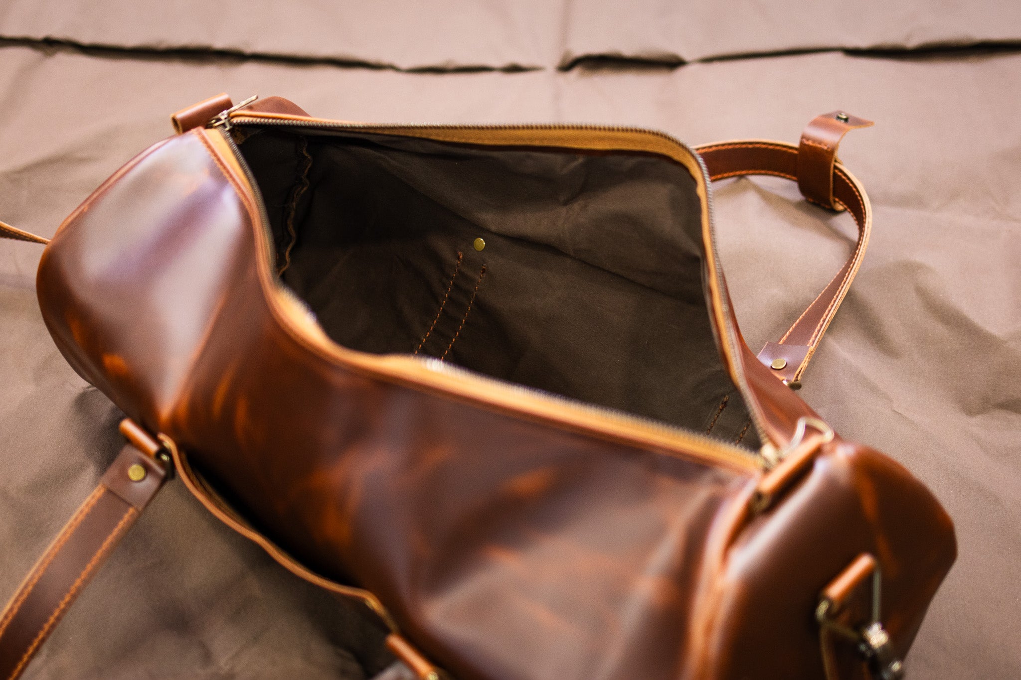 Leather Gym Bag / Mini Duffle - Cognac Balmoral