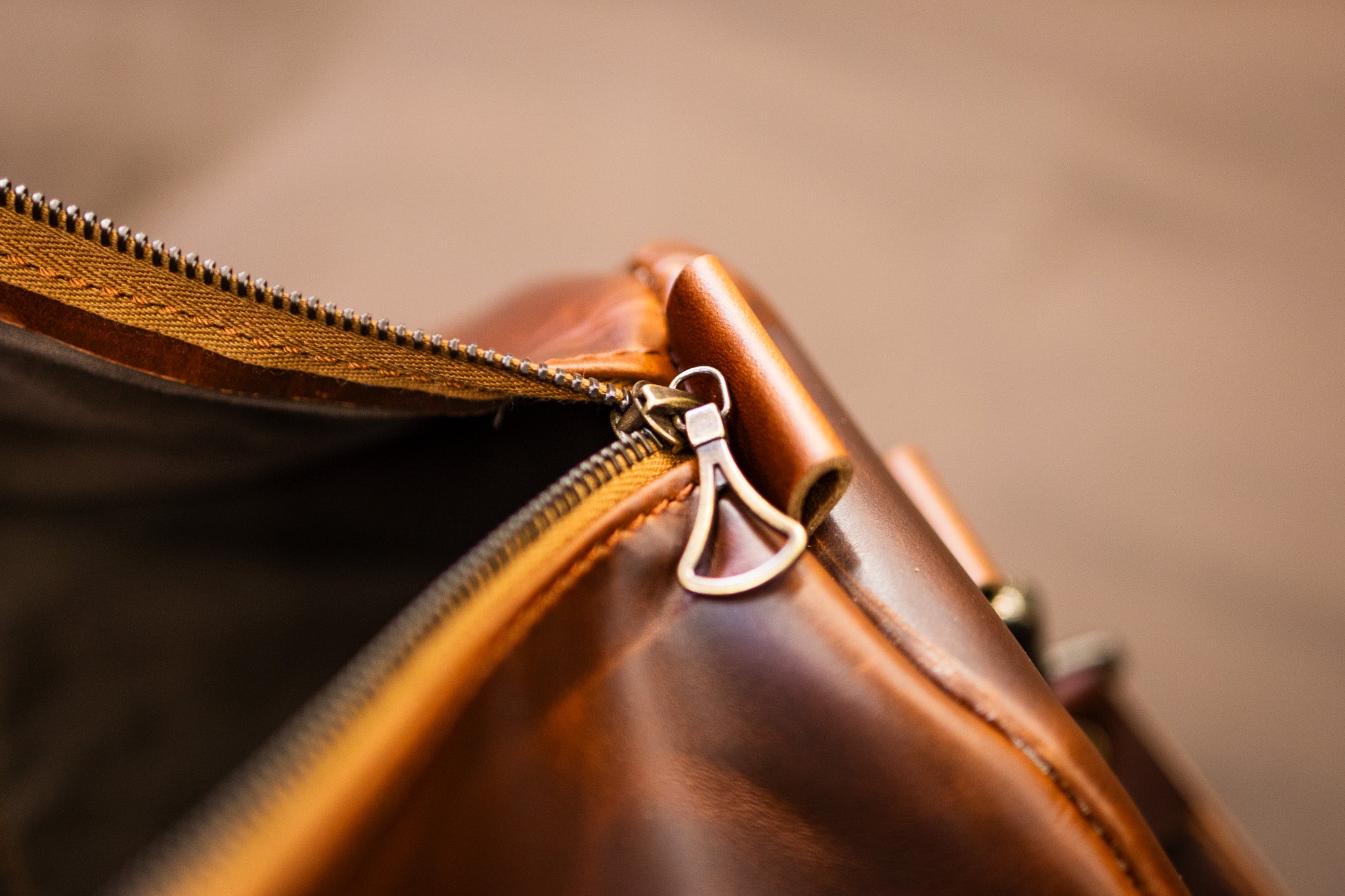 Leather Gym Bag / Mini Duffle - Cognac Balmoral