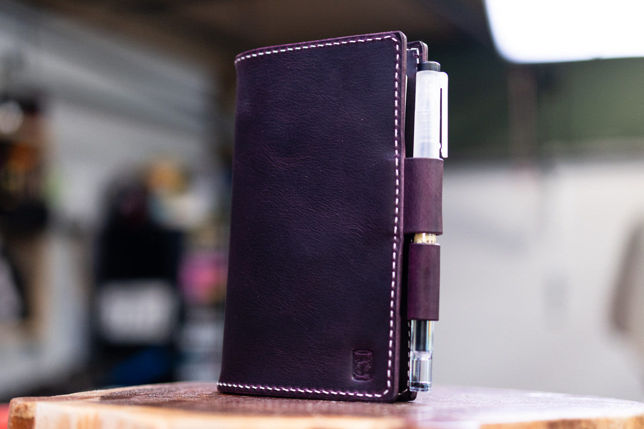 LEUCHTTURM1917 A6 Pocket Leather Notebook Cover Set - Violet Waxy Minerva (LIMITED EDITION)