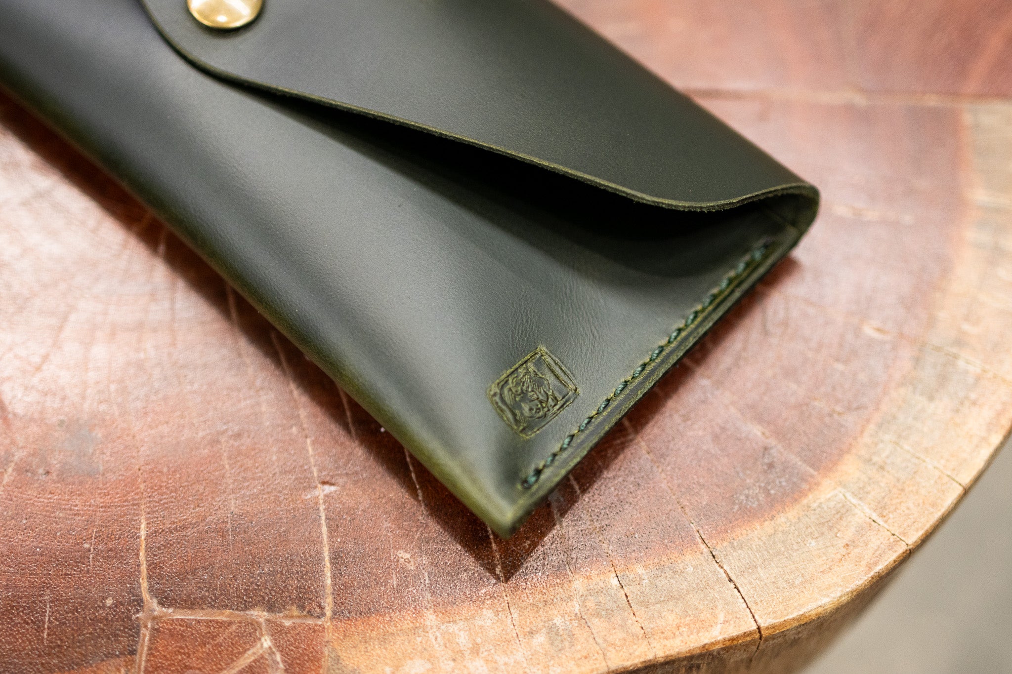 Leather Money Envelope - Evergreen Balmoral