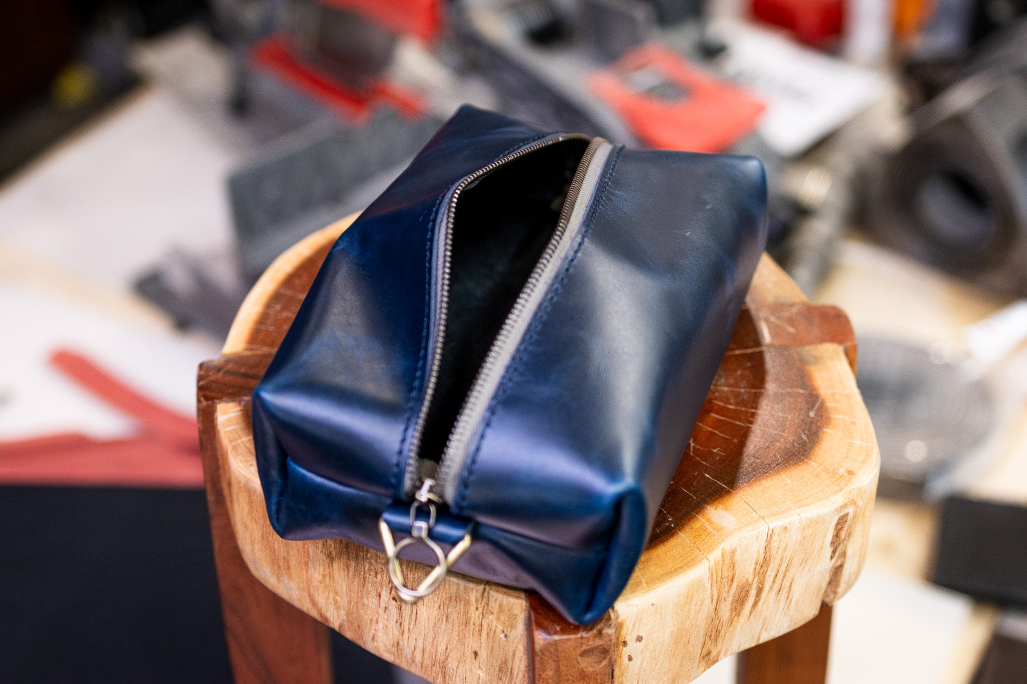 Leather Dopp Kit - Navy Blue Balmoral