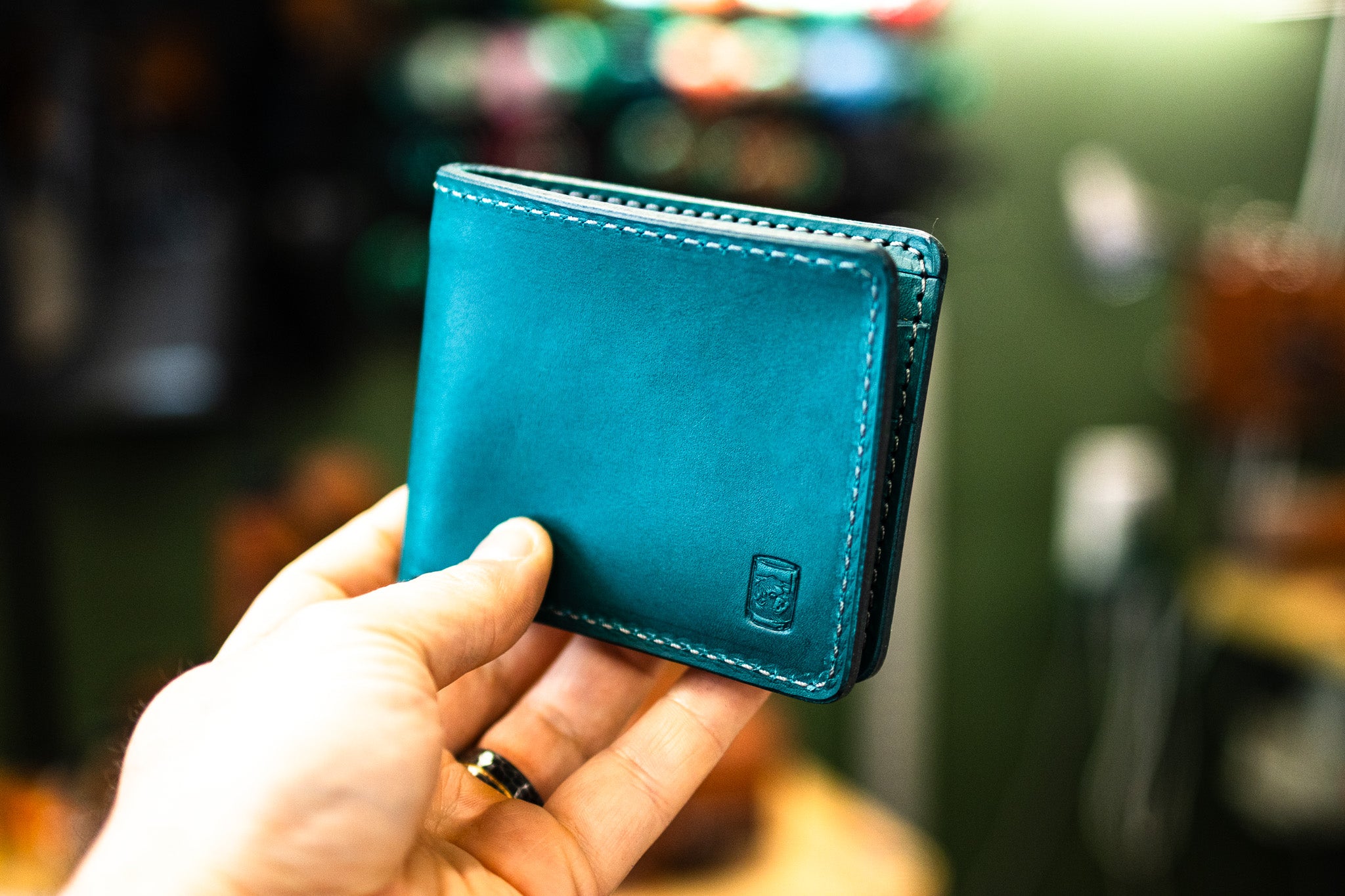 Leather 5 Pocket Wallet - Turquoise Minerva