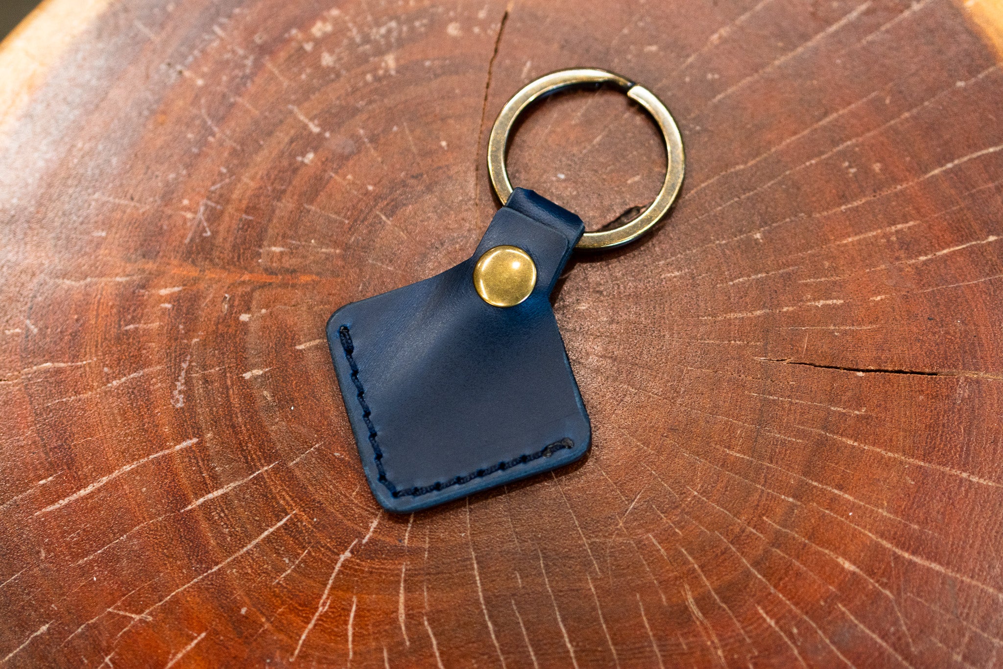 Leather AirTag Keychain - Navy Blue Balmoral