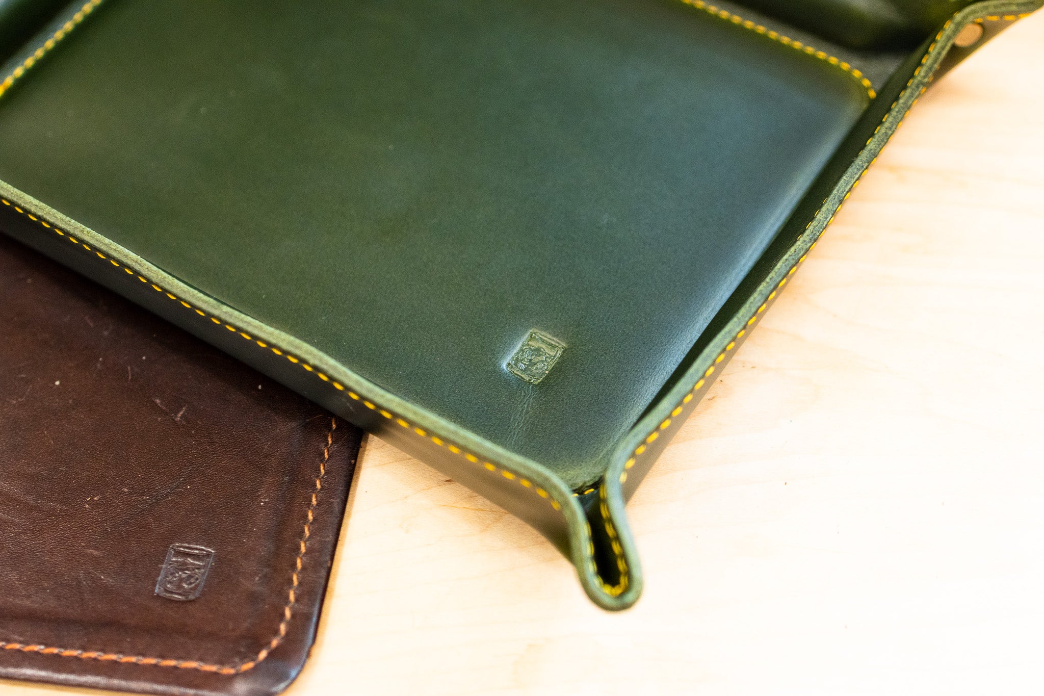 Luxury Leather Valet Tray - Evergreen
