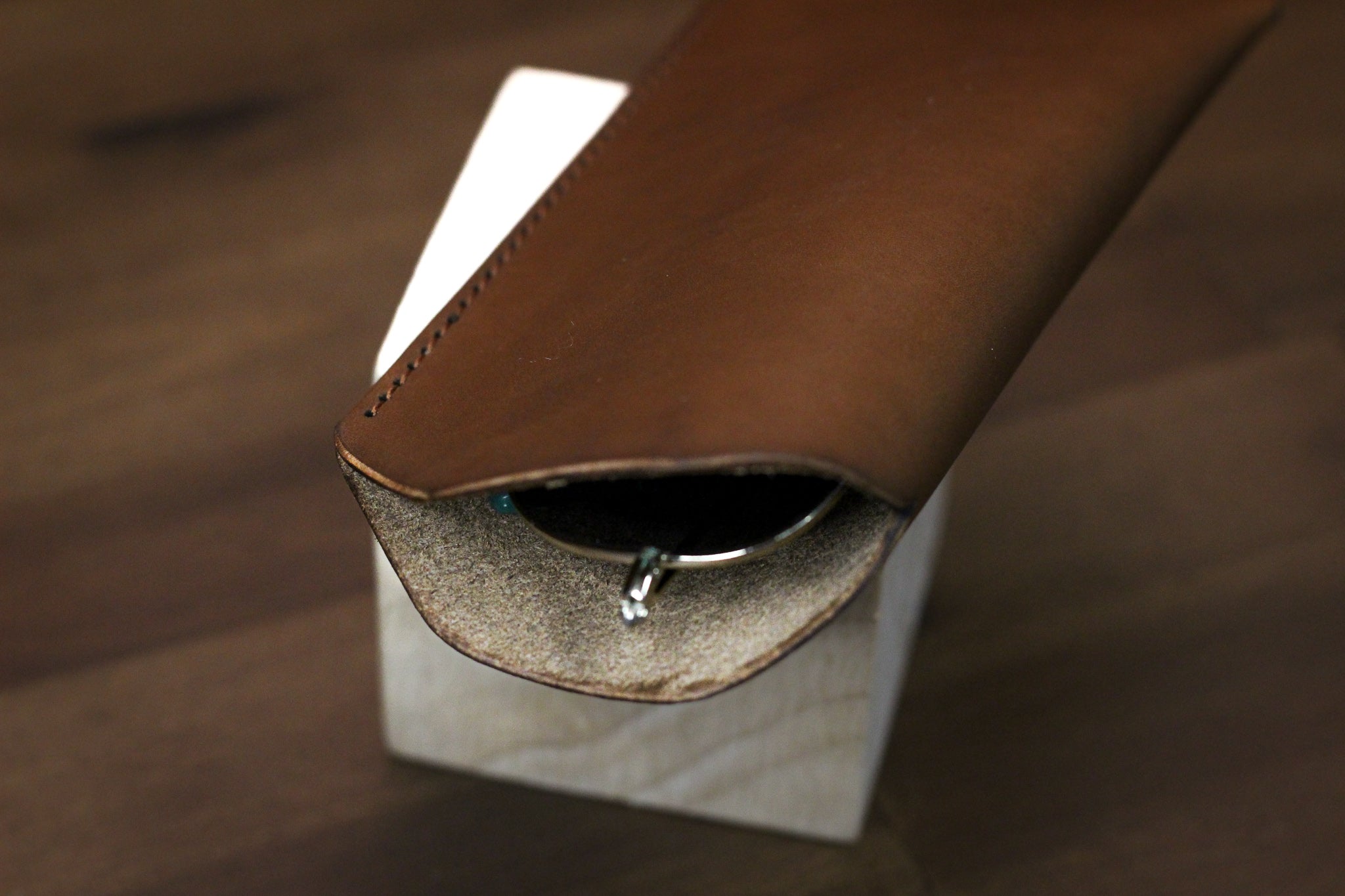 Leather Sunglass Sleeve - Walnut Minerva