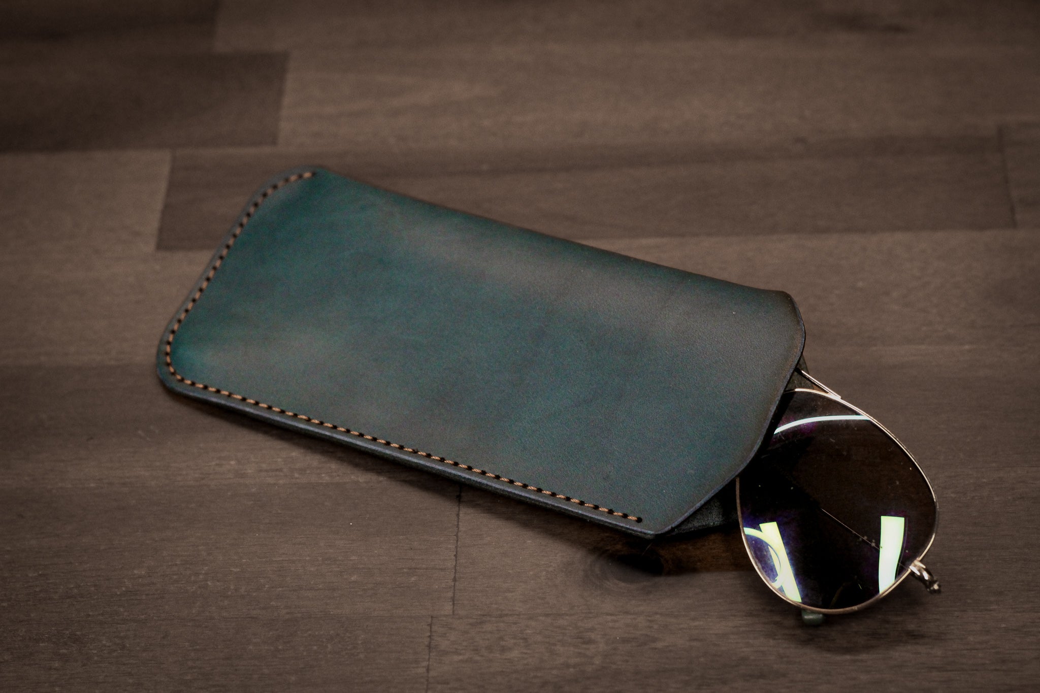 Leather Sunglass Sleeve - Turquoise Minerva