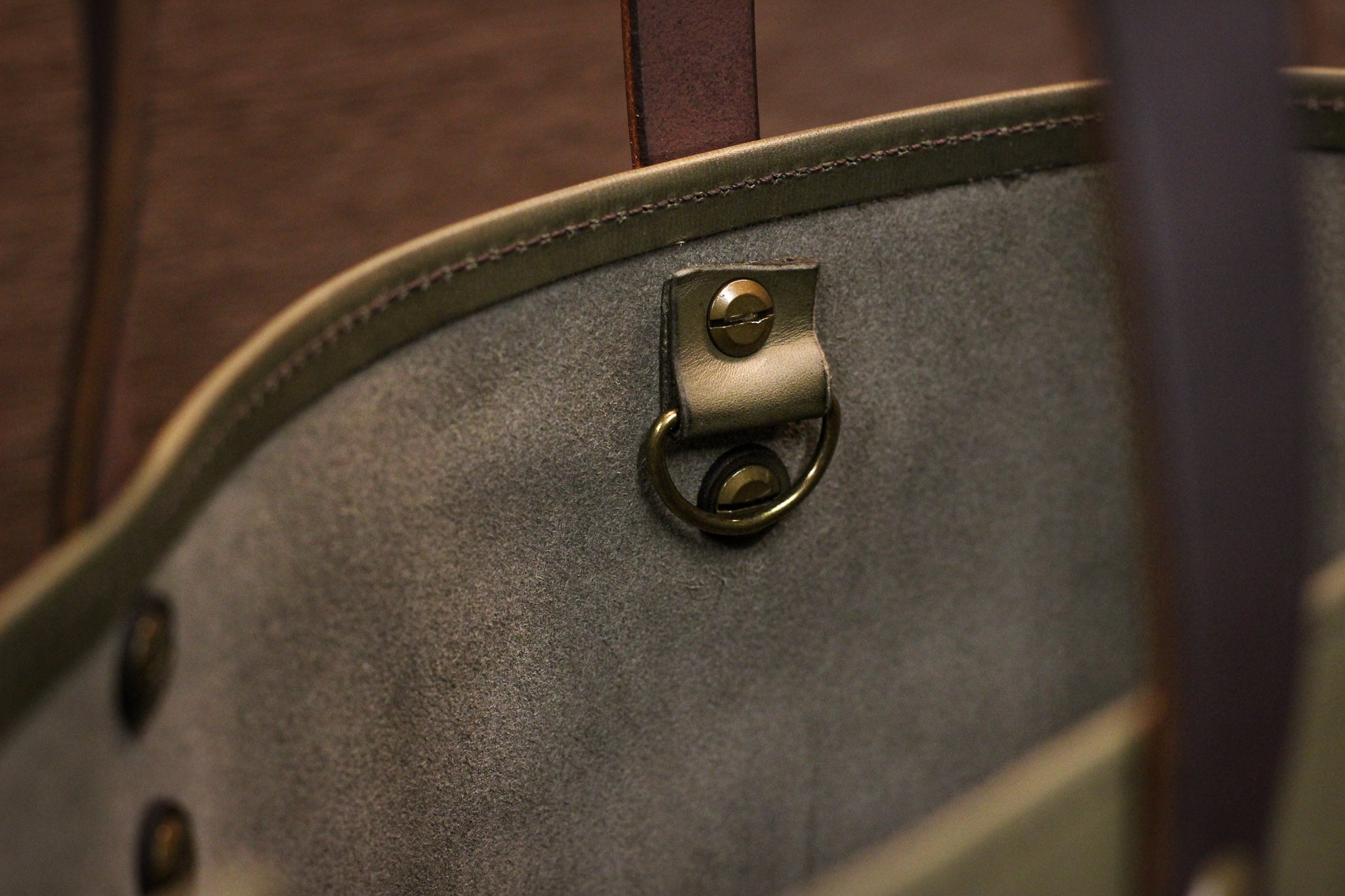 Double Panel Leather Tote Bag - Grey Minerva