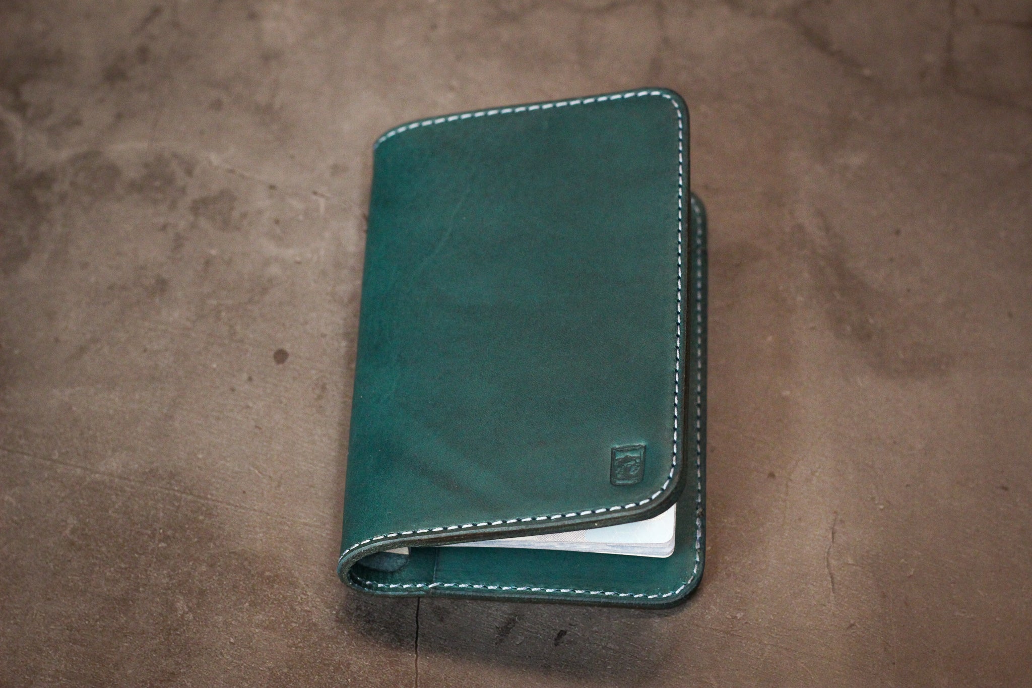 Leather Passport Wallet - Turquoise Minerva