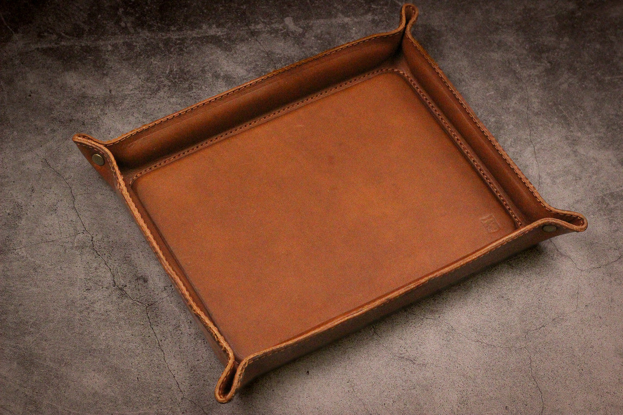 Luxury Leather Collapsable Dice Tray - Walnut Minerva