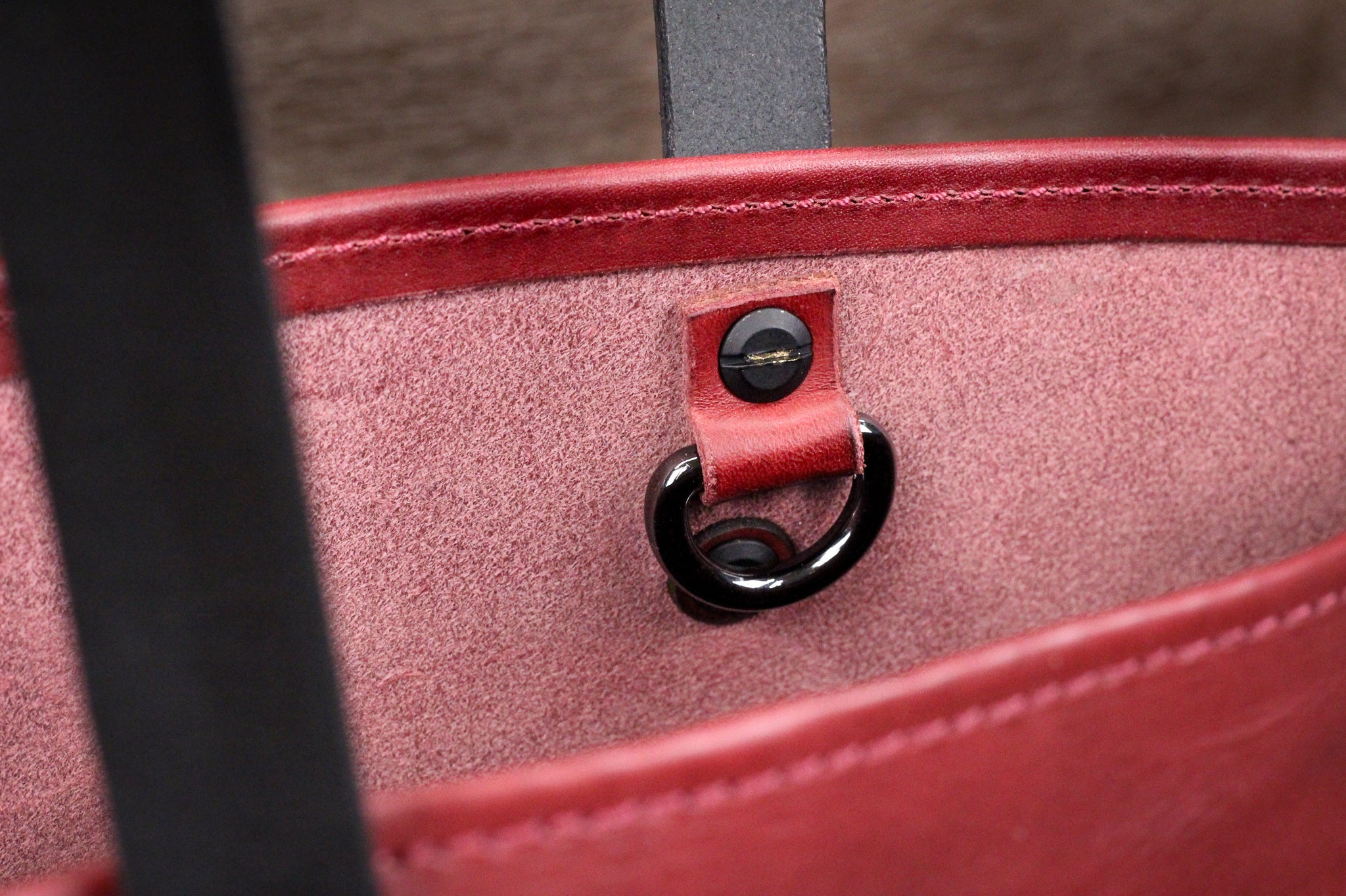 Double Panel Leather Tote Bag - Bordeaux Minerva & Black Balmoral