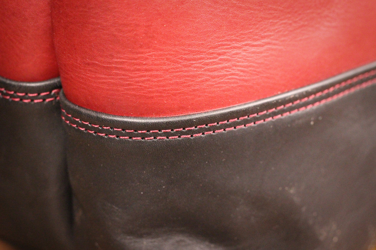 Double Panel Leather Tote Bag - Bordeaux Minerva & Black Balmoral