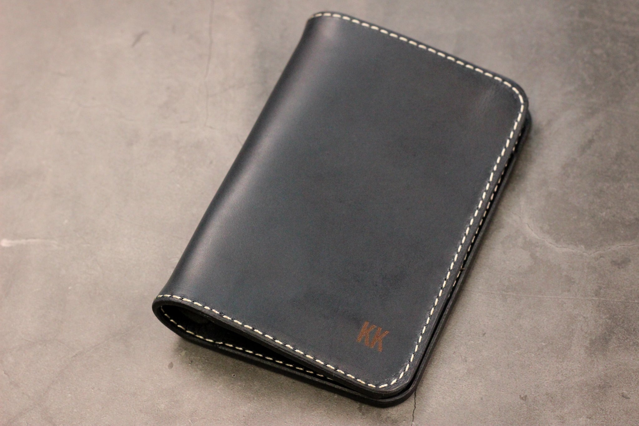 Leather Passport Wallet - Navy Blue Balmoral
