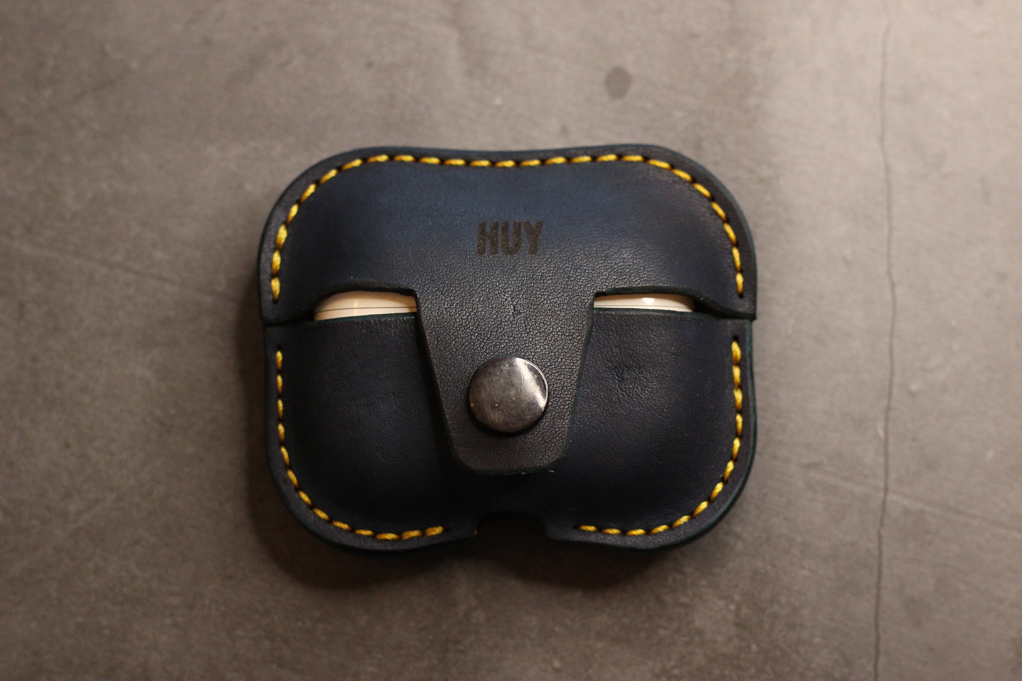 Leather AirPods Case - Navy Blue Balmoral