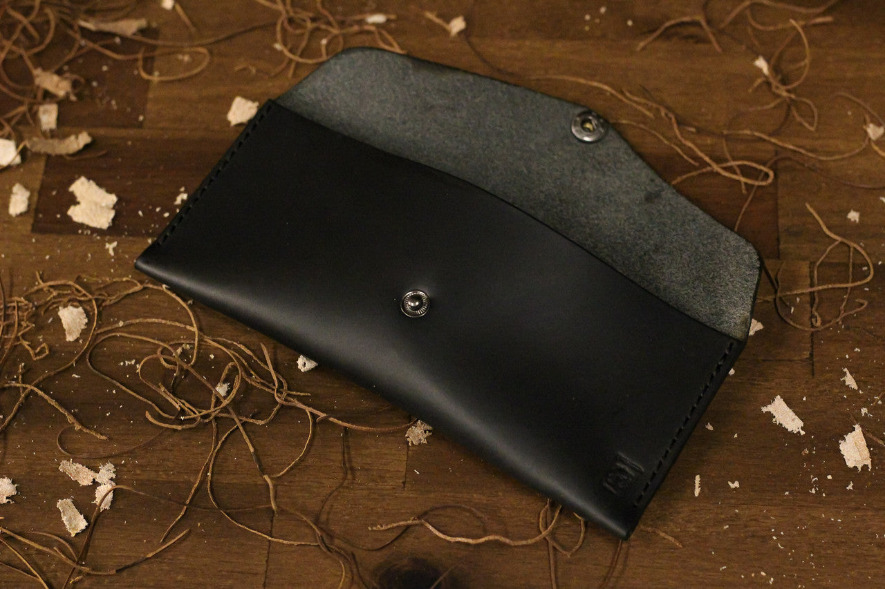 Leather Money Envelope - Black Harvest