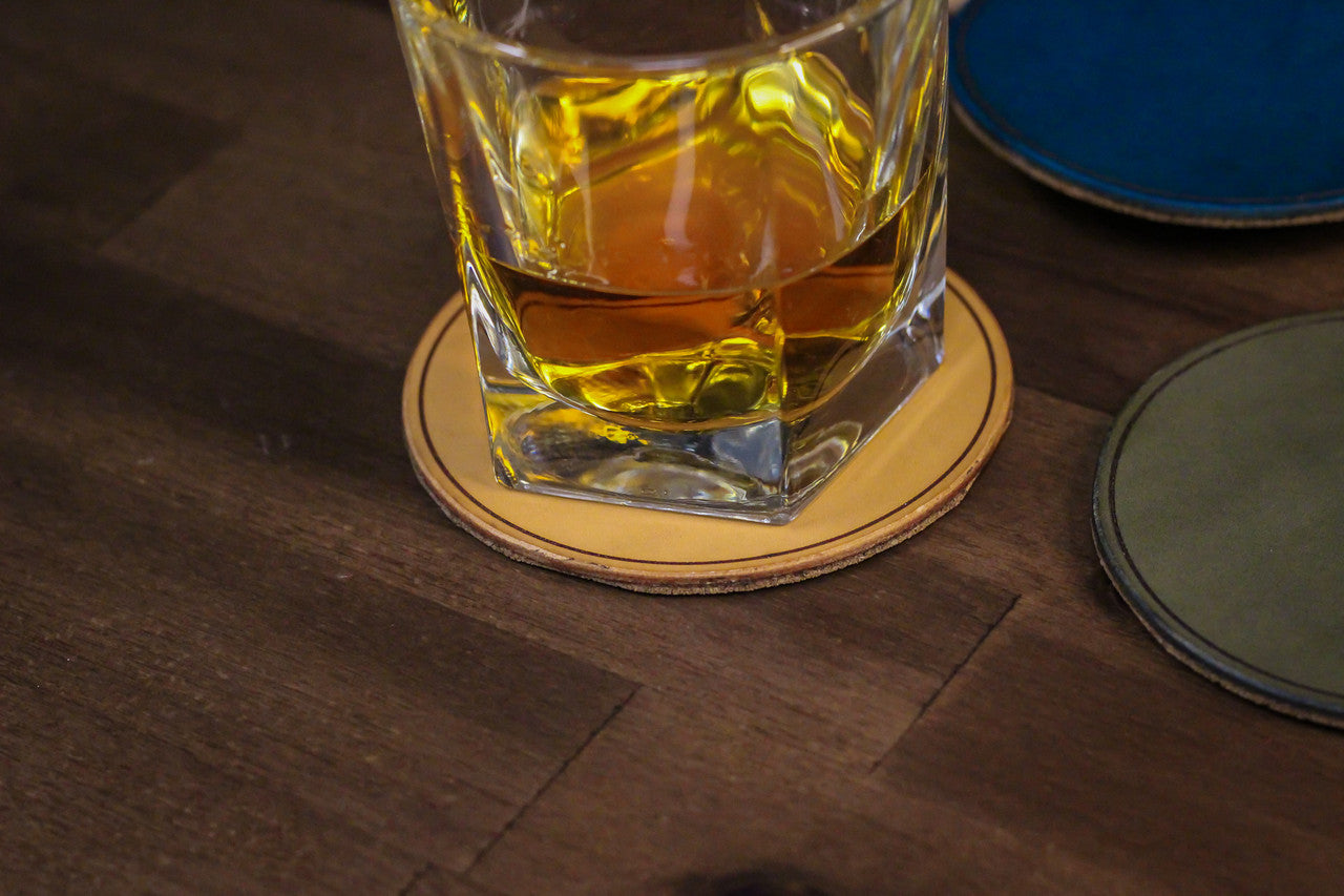 Leather Coaster Set (4) - Natural Minerva