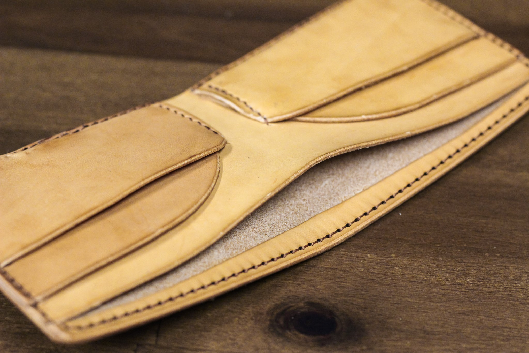 Leather 5 Pocket Wallet - Natural Minerva
