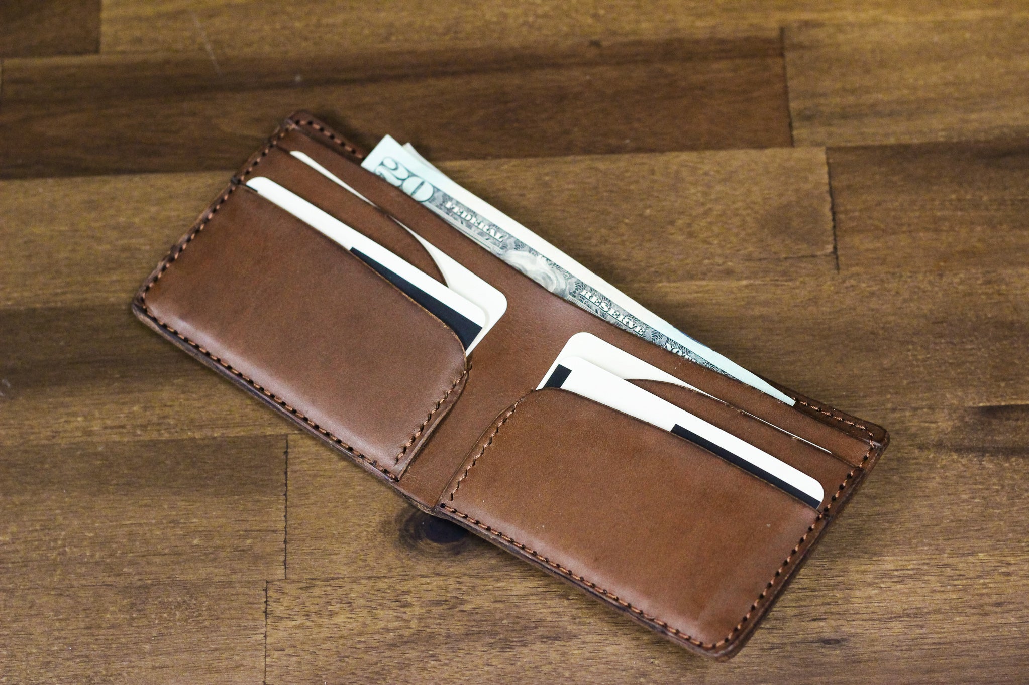 Leather 5 Pocket Wallet - Walnut Minerva
