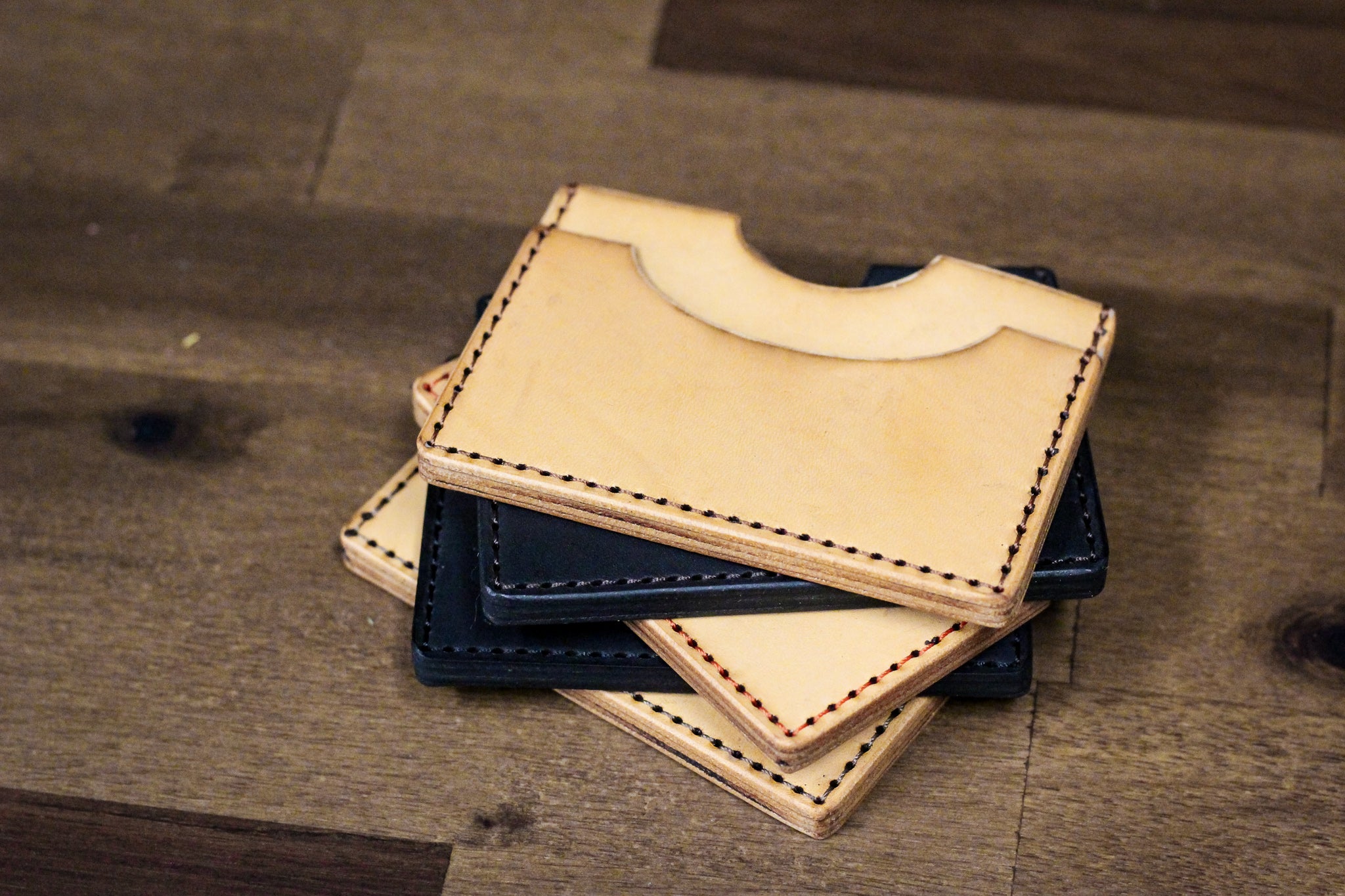 Leather Slim Minimalist Card Holder - Digital Pattern