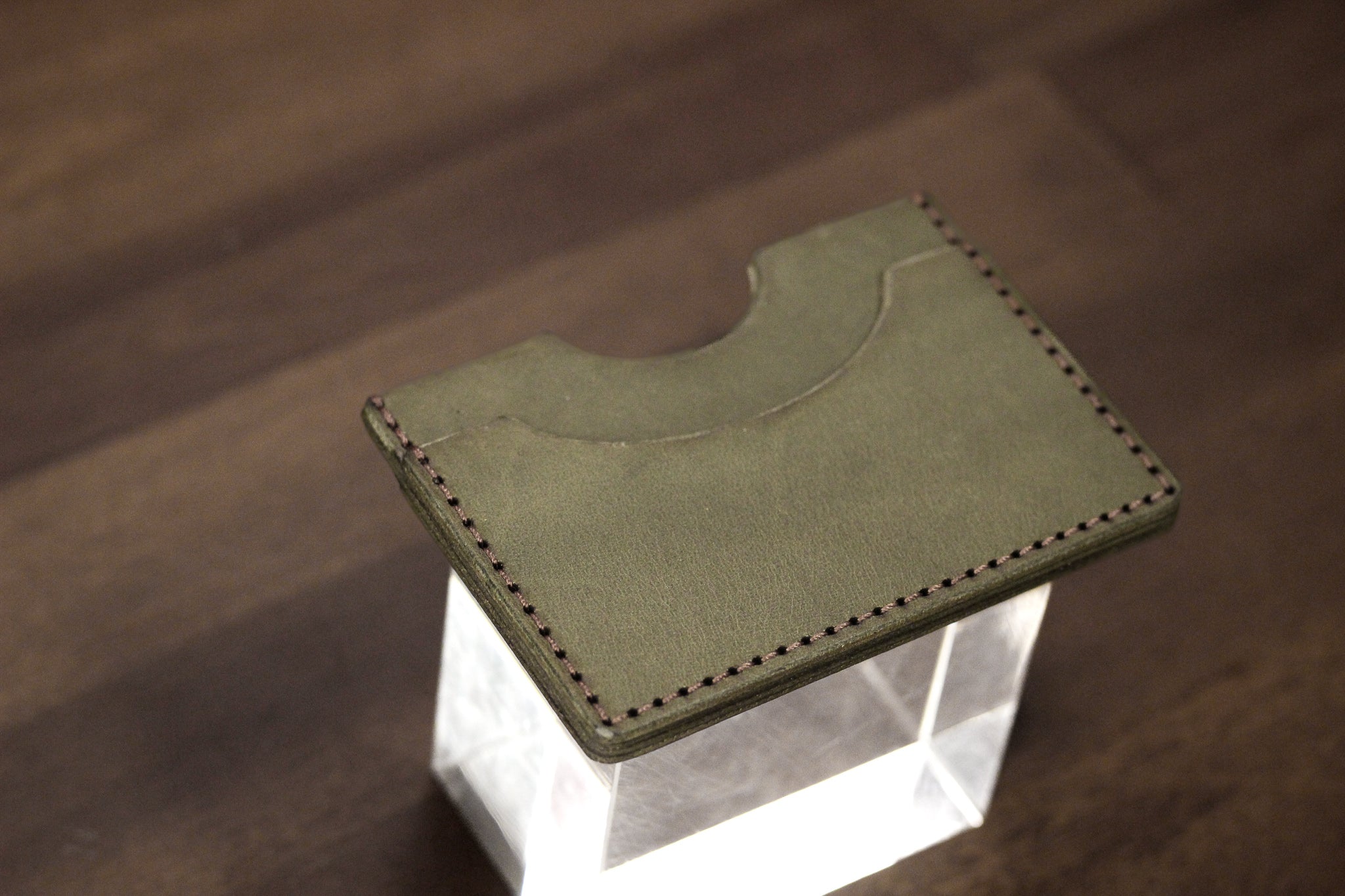 Leather Slim Minimalist Card Holder - Grey Minerva