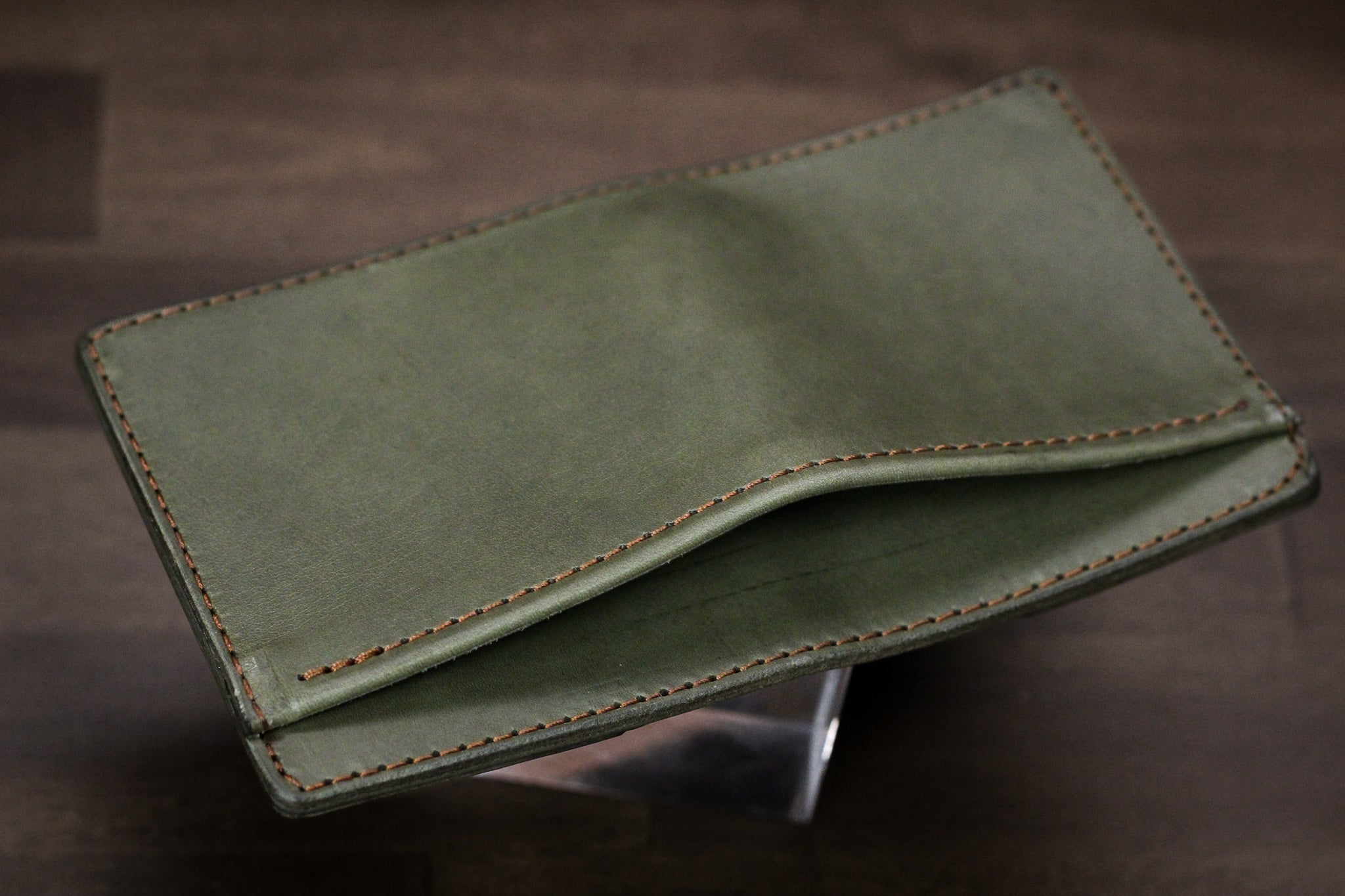 Leather Slim Minimalist Wallet - Grey Minerva