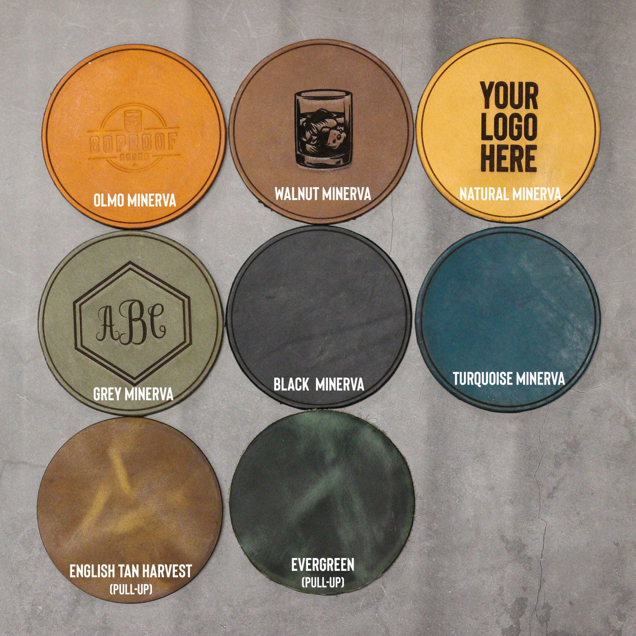 Leather Coaster Set (4) - Evergreen