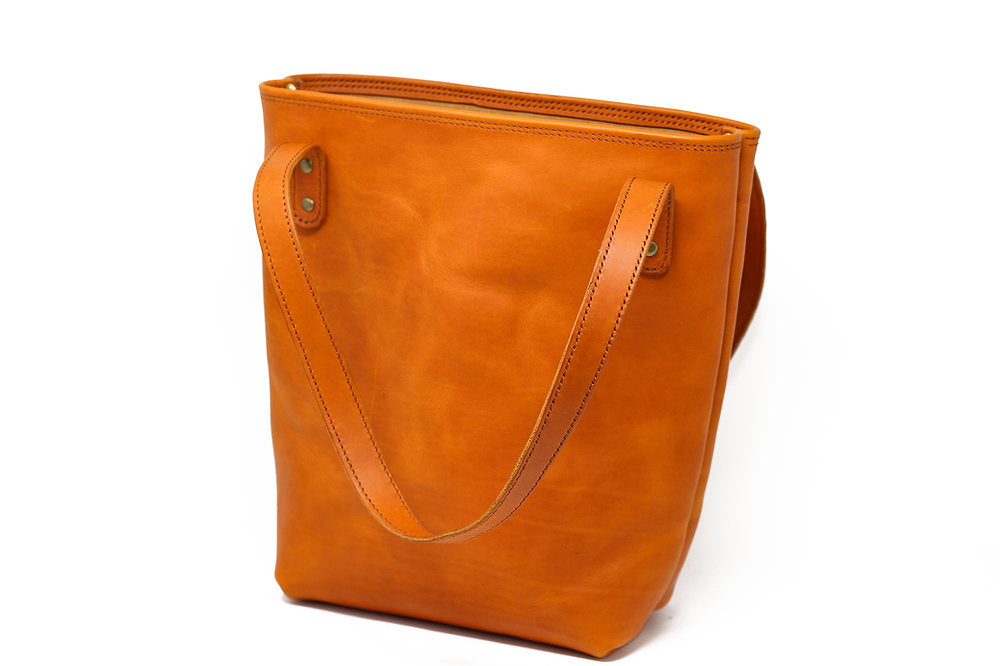 Single Panel Leather Tote Bag - Olmo Minerva
